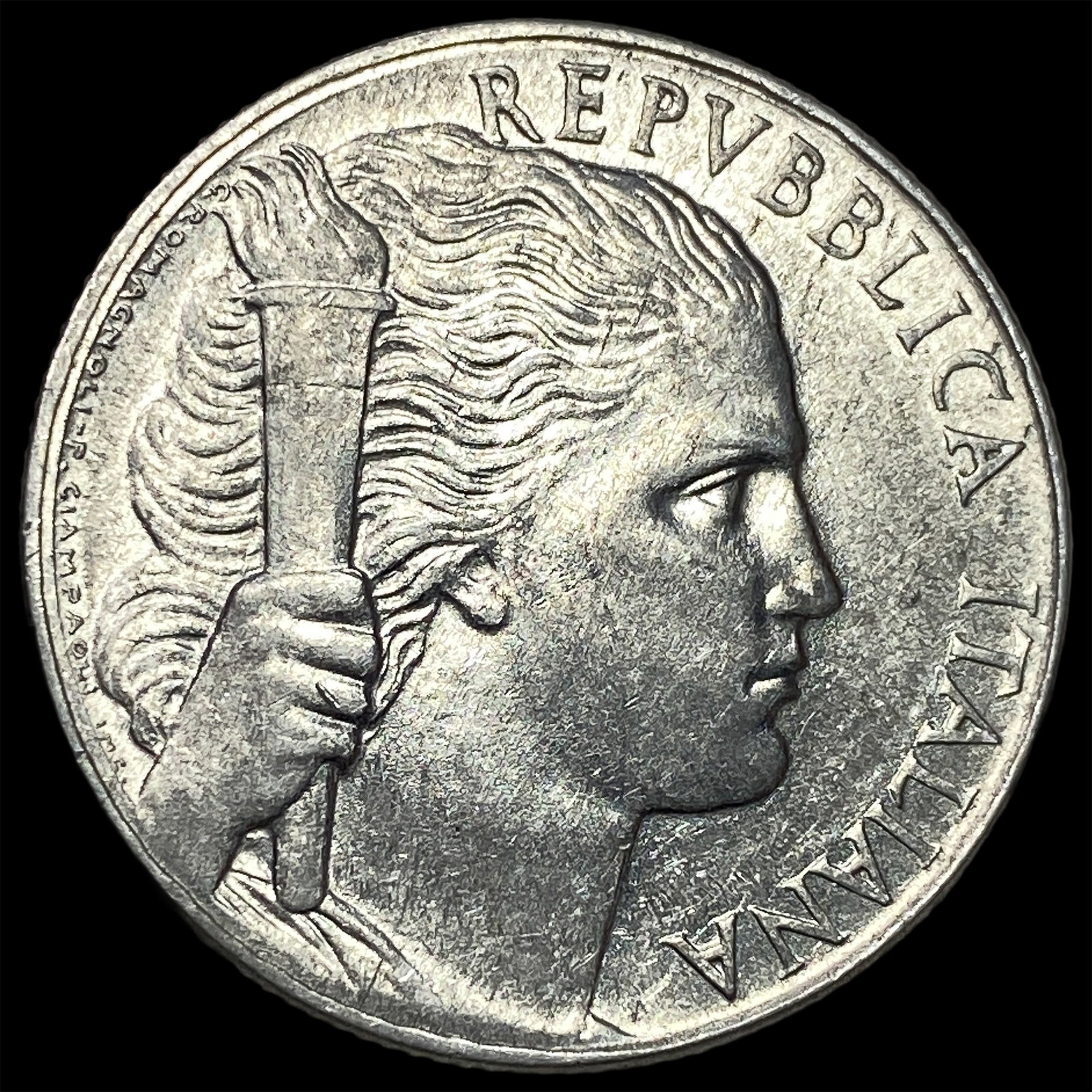 1949 Italy Aluminium 5 Lire: 1949 Italy Aluminium 5 Lire