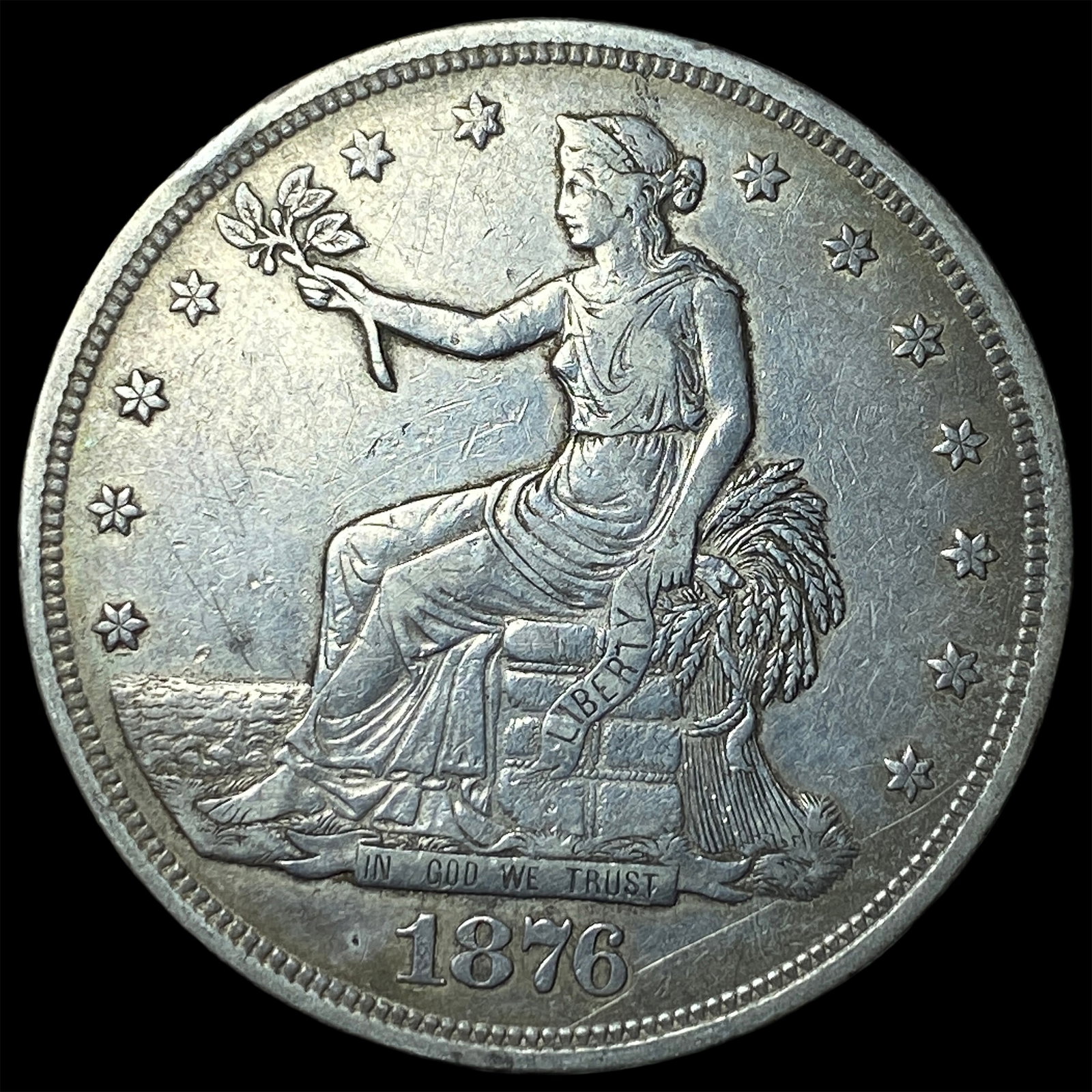 1876 Silver Trade Dollar NEARLY UNCIRCULATED: 1876 Silver Trade Dollar NEARLY UNCIRCULATED