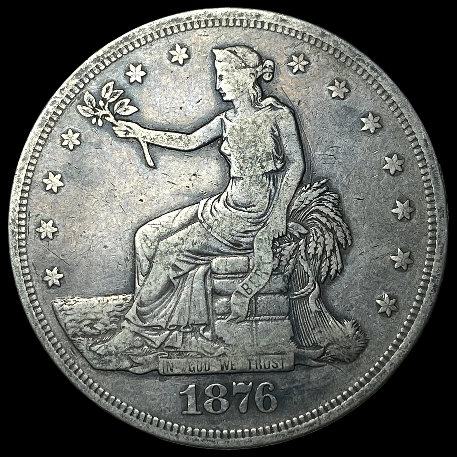 1876 Silver Trade Dollar NEARLY UNCIRCULATED: 1876 Silver Trade Dollar NEARLY UNCIRCULATED