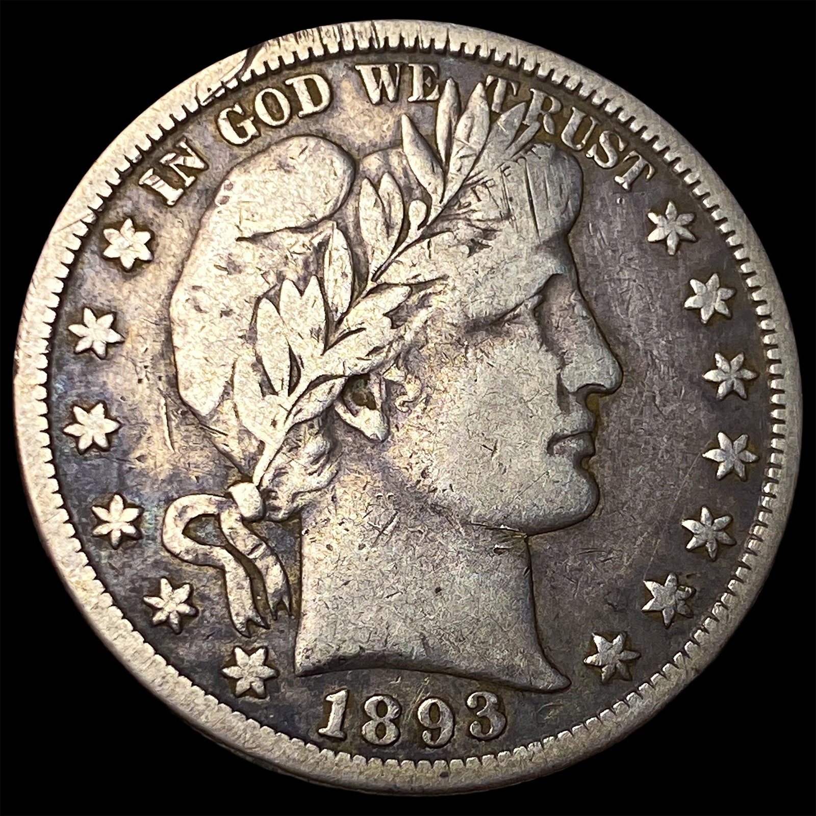 1893-S Silver Barber Half Dollar ABOUT UNCIRCULATED: 1893-S Silver Barber Half Dollar ABOUT UNCIRCULATED