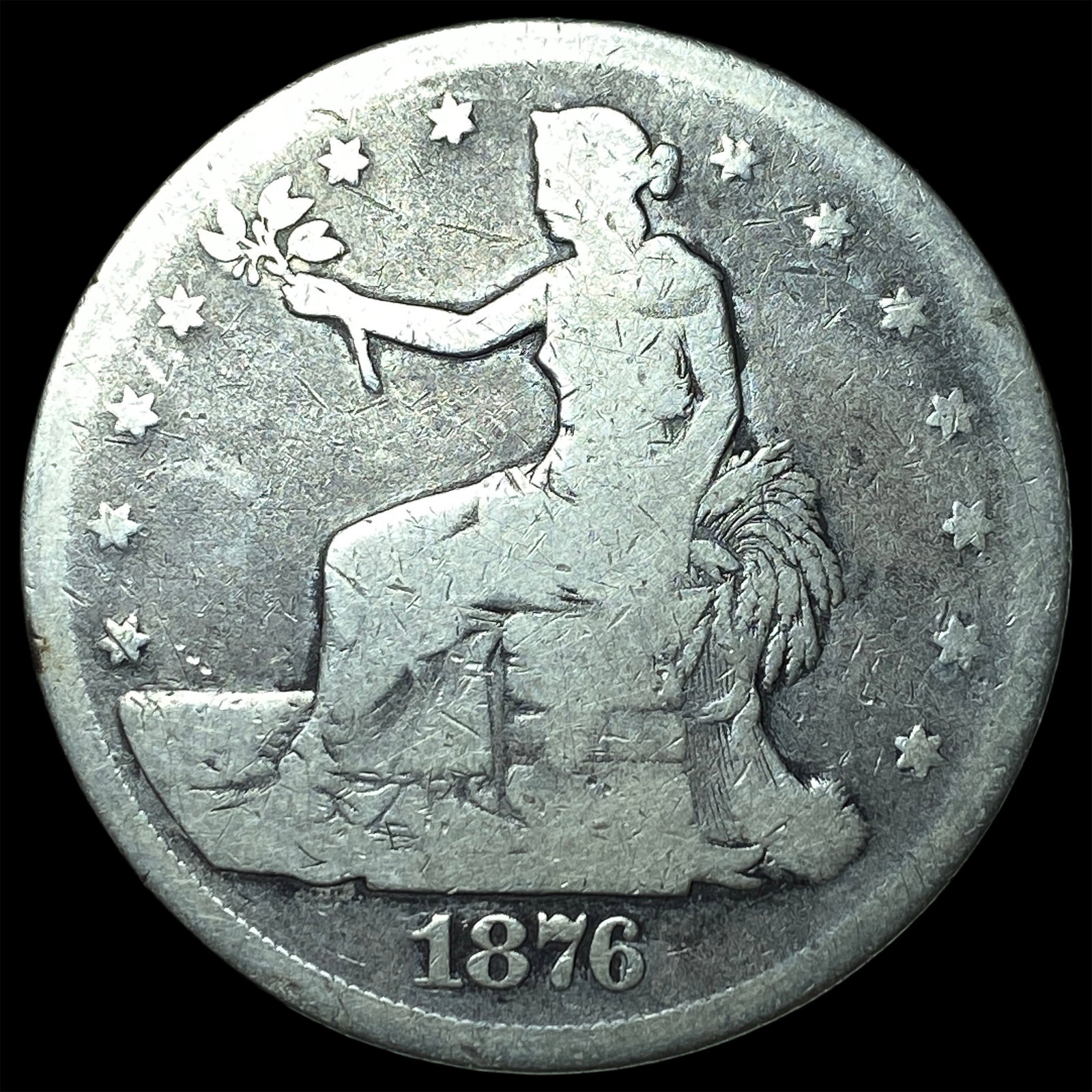 1876 Silver Trade Dollar NEARLY UNCIRCULATED: 1876 Silver Trade Dollar NEARLY UNCIRCULATED