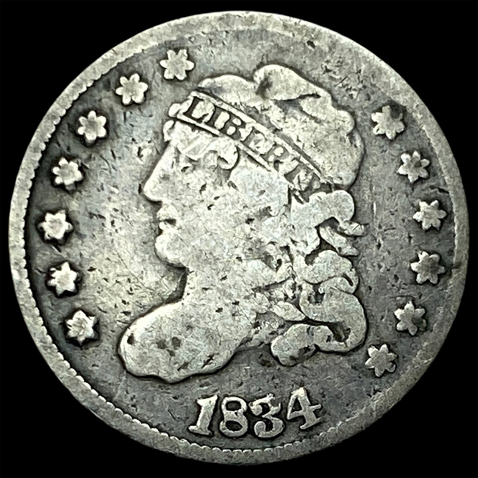 1834 Capped Bust Half Dime LIGHTLY CIRCULATED: 1834 Capped Bust Half Dime LIGHTLY CIRCULATED