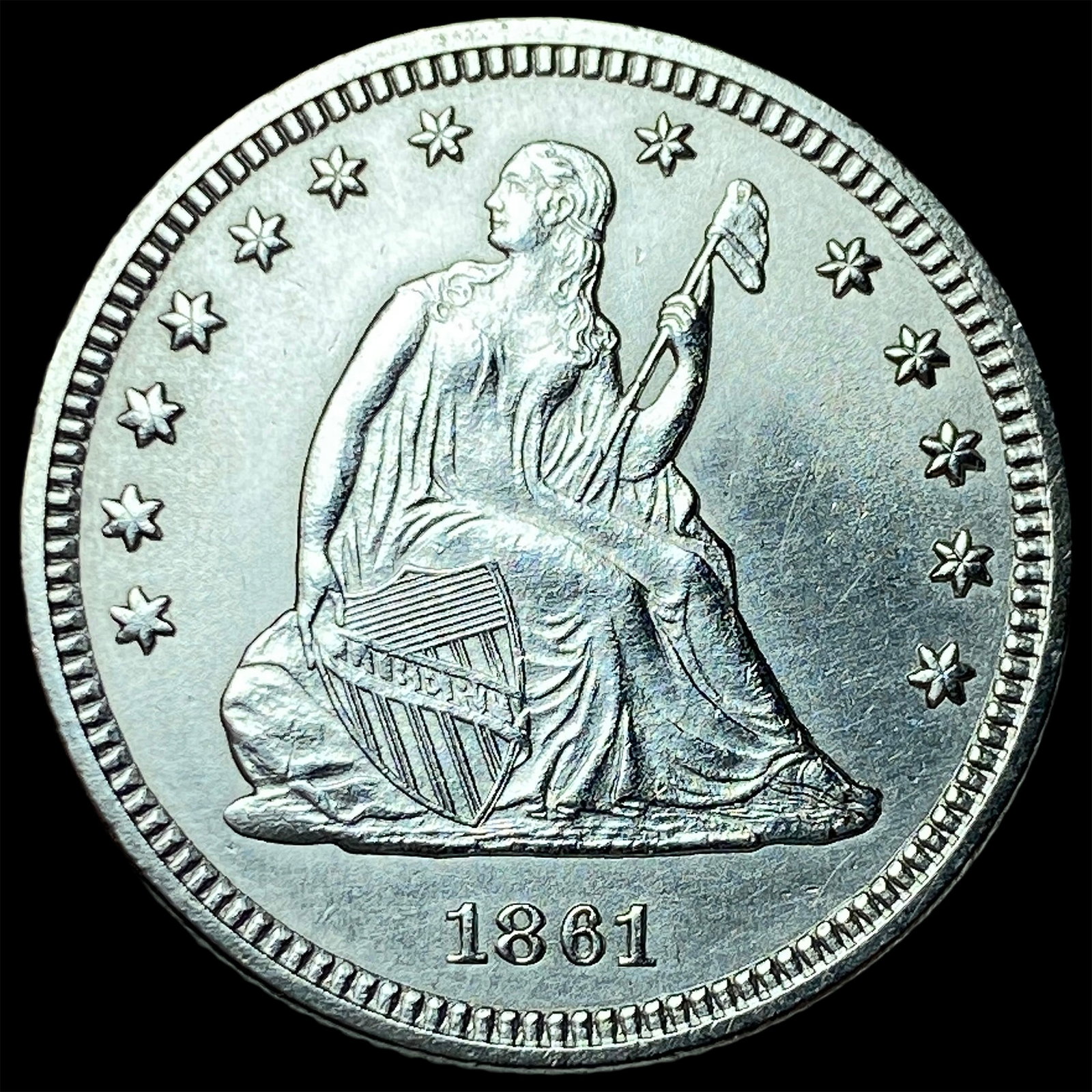1861 Silver Seated Liberty Quarter UNCIRCULATED: 1861 Silver Seated Liberty Quarter UNCIRCULATED