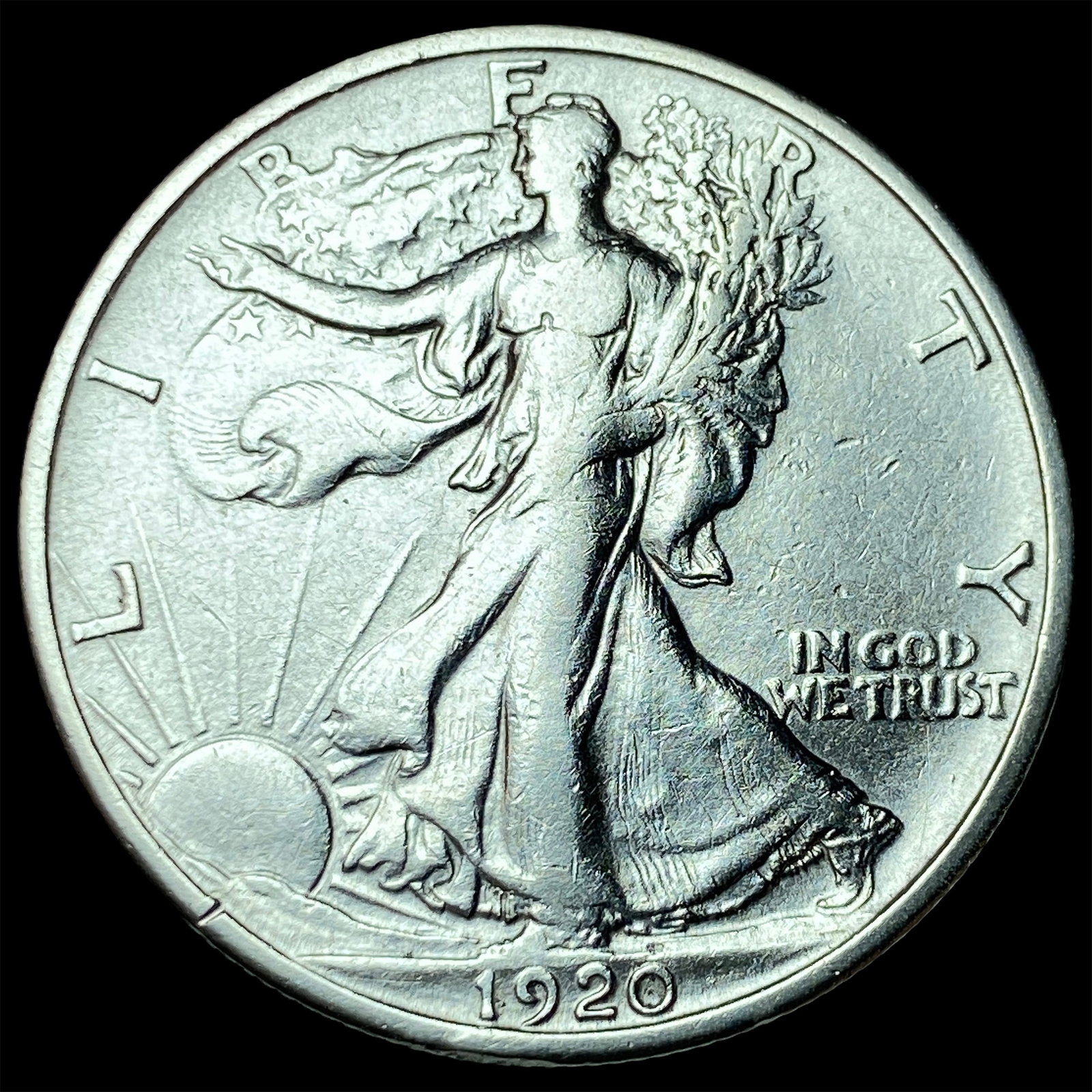 1920-S Silver Walking Liberty Half Dollar CLOSELY UNCIRCULATED: 1920-S Silver Walking Liberty Half Dollar CLOSELY UNCIRCULATED