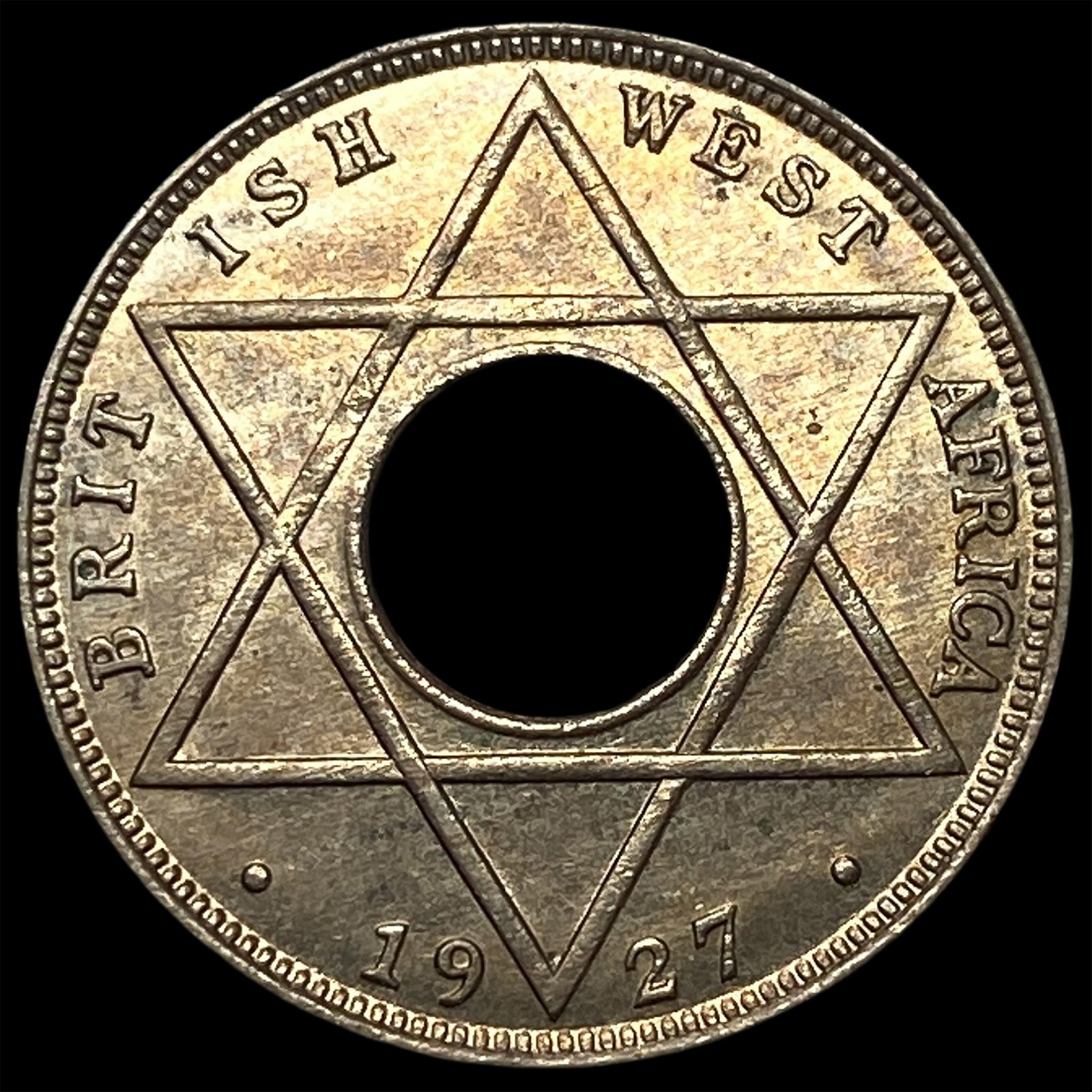 1927 British West Africa Copper Nickel 1/10 Penny: 1927 British West Africa Copper Nickel 1/10 Penny