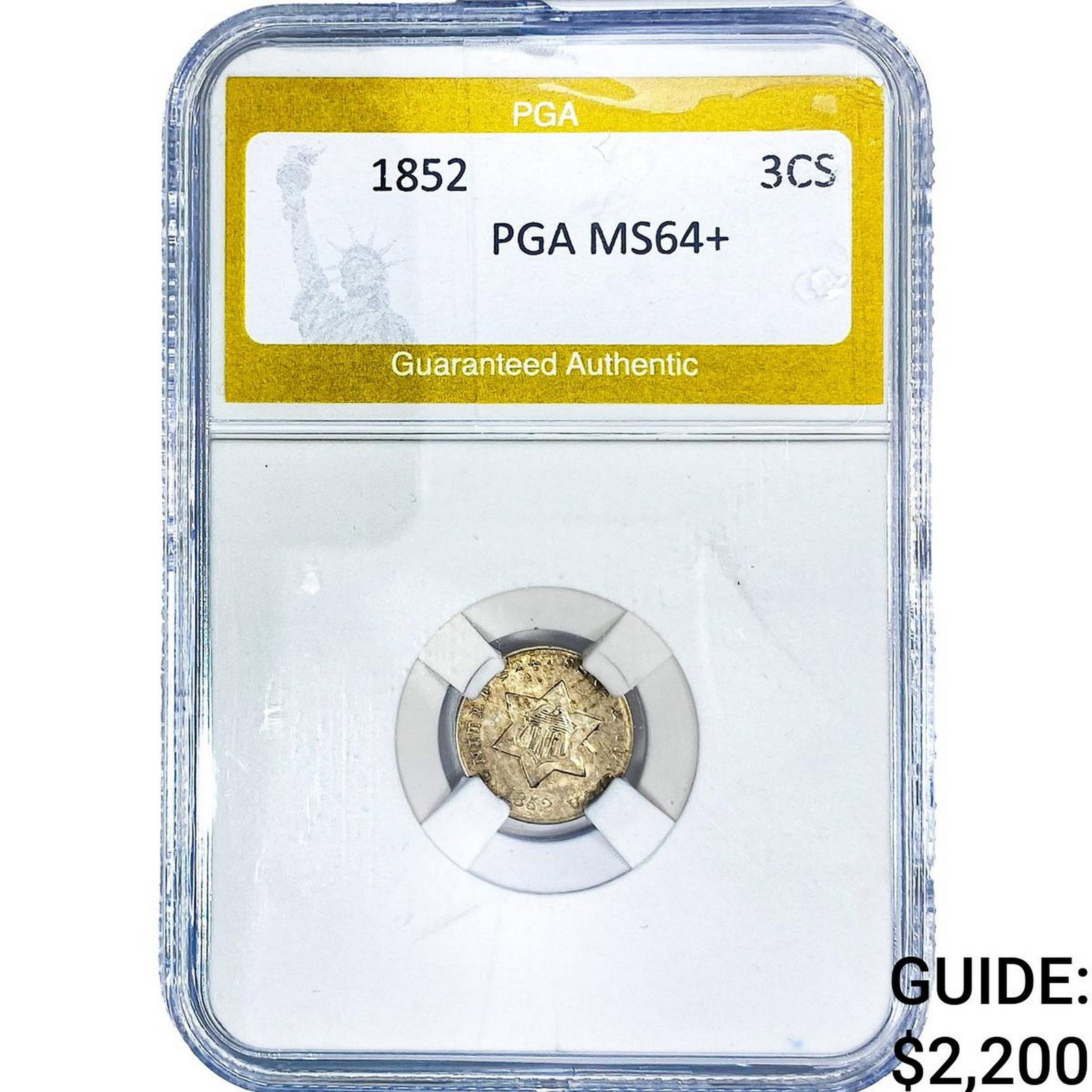 1852 Nickel Three Cent PGA MS64+: 1852 Nickel Three Cent PGA MS64+