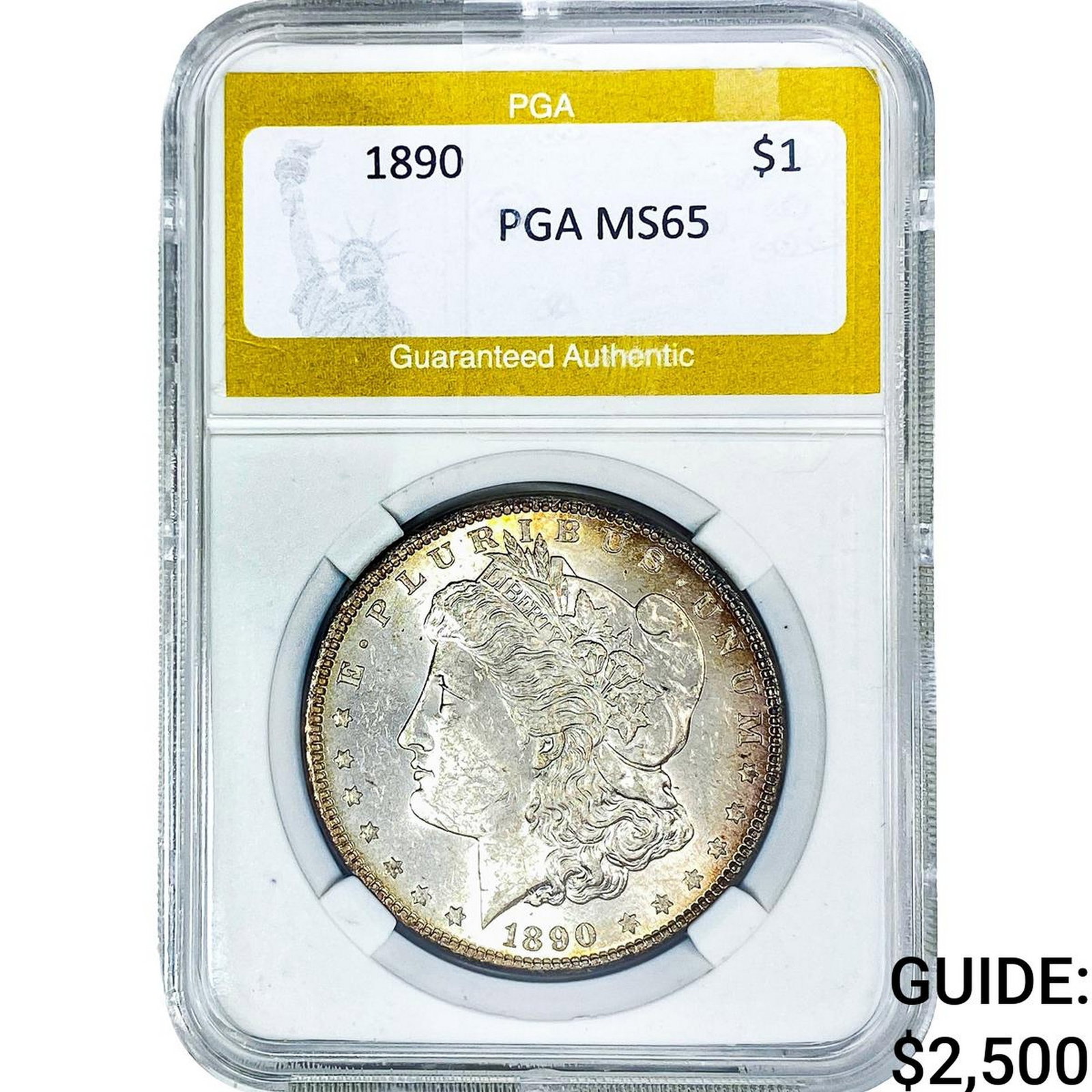1890 Morgan Silver Dollar PGA MS65: 1890 Morgan Silver Dollar PGA MS65