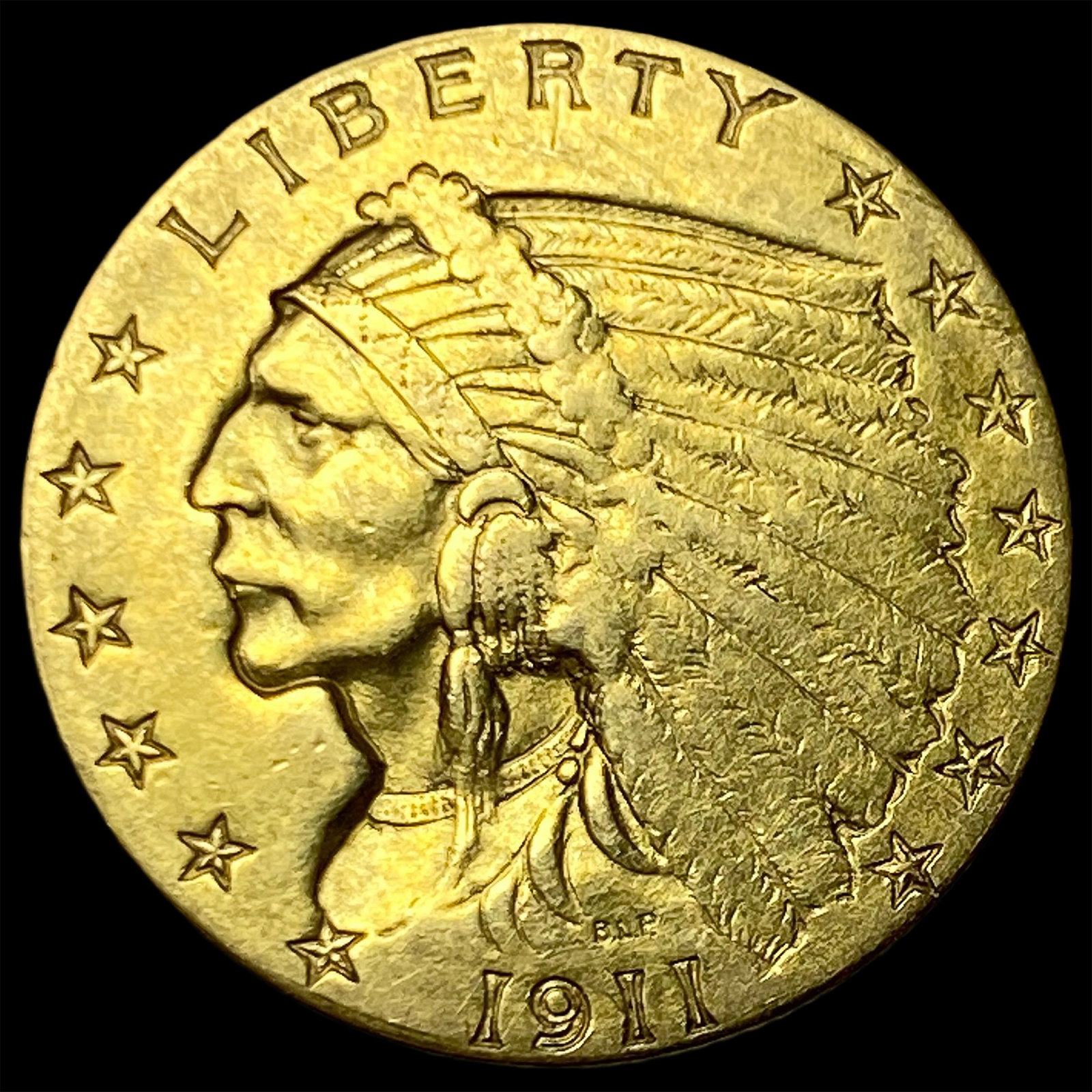 1911 Indian Head Gold $2.50 Quarter Eagle CLOSELY UNCIRCULATED: 1911 Indian Head Gold $2.50 Quarter Eagle CLOSELY UNCIRCULATED