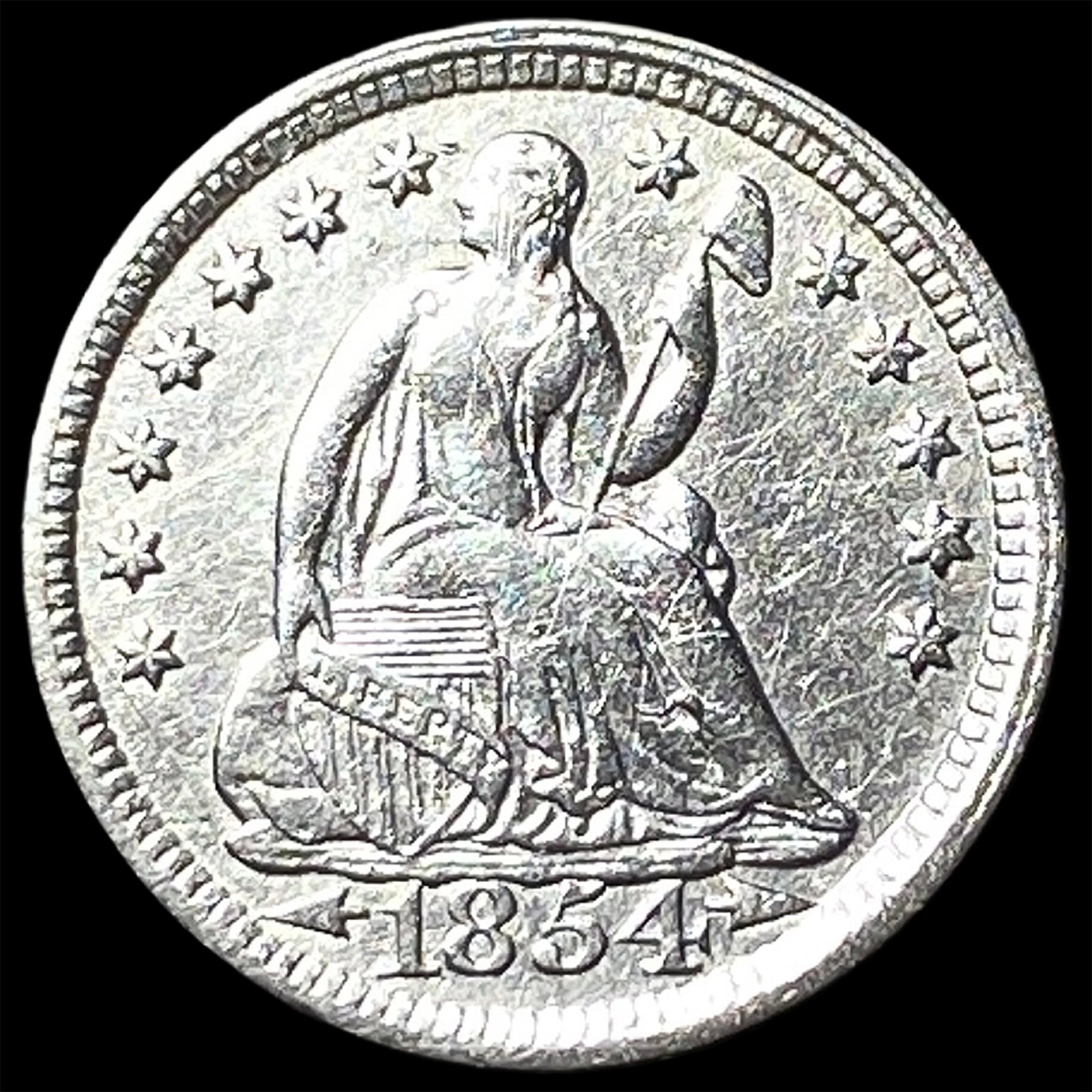 1854 Arrows Seated Liberty Half Dime UNCIRCULATED (1 of 2)
