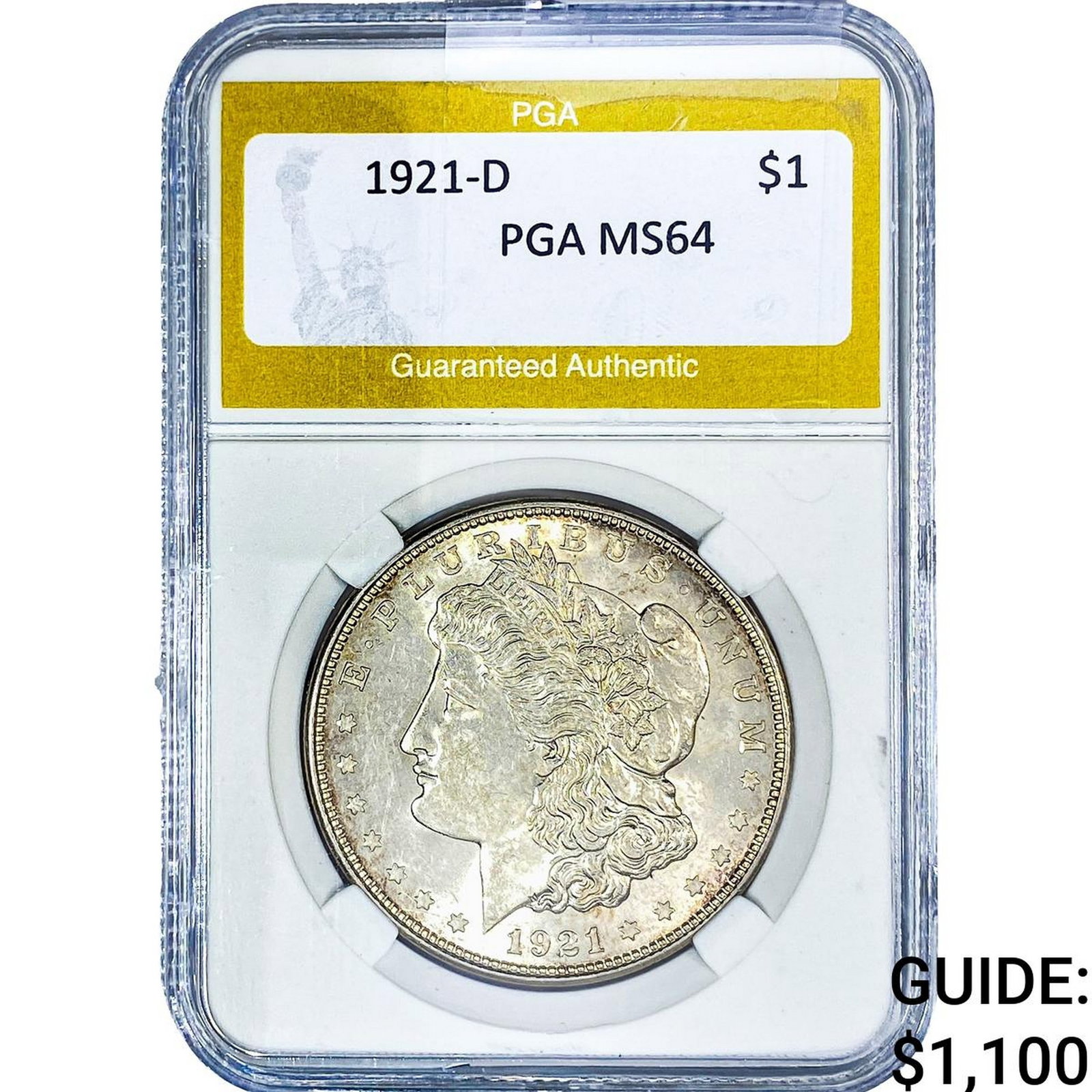 1921-D Morgan Silver Dollar PGA MS64: 1921-D Morgan Silver Dollar PGA MS64