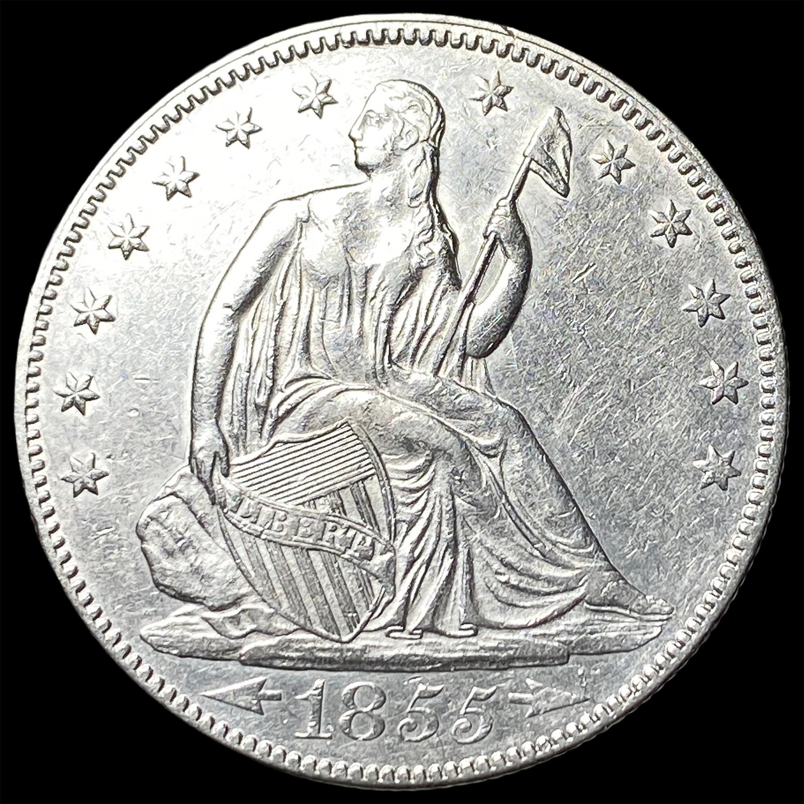 1855 Arrows Seated Liberty Half Dollar UNCIRCULATED: 1855 Arrows Seated Liberty Half Dollar UNCIRCULATED