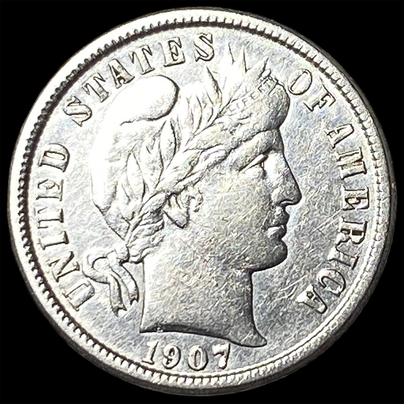 1907-O Silver Barber Dime CLOSELY UNCIRCULATED: 1907-O Silver Barber Dime CLOSELY UNCIRCULATED