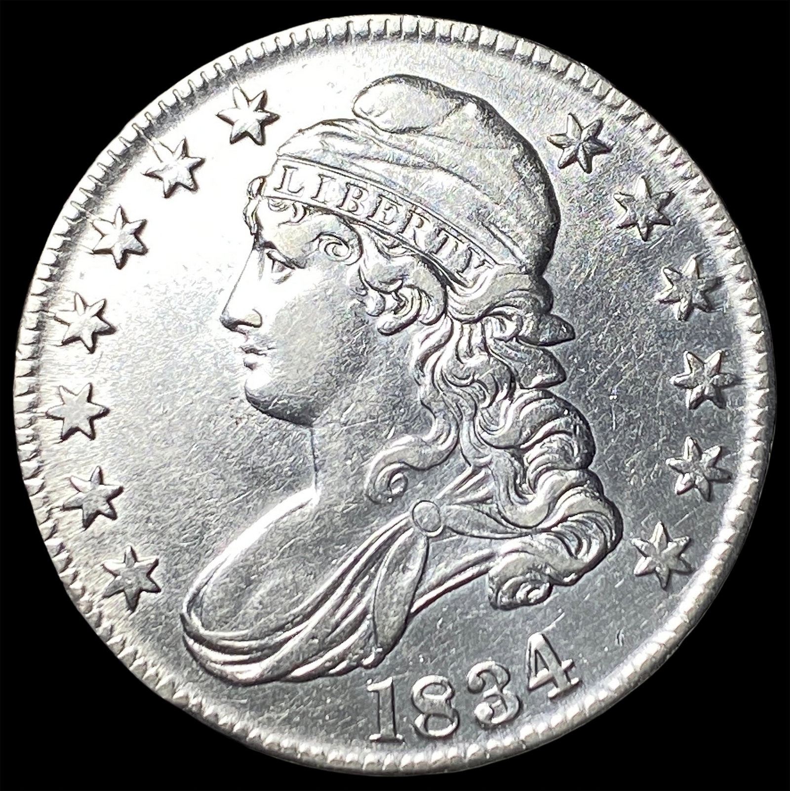 1834 Silver Capped Bust Half Dollar CHOICE AU: 1834 Silver Capped Bust Half Dollar CHOICE AU