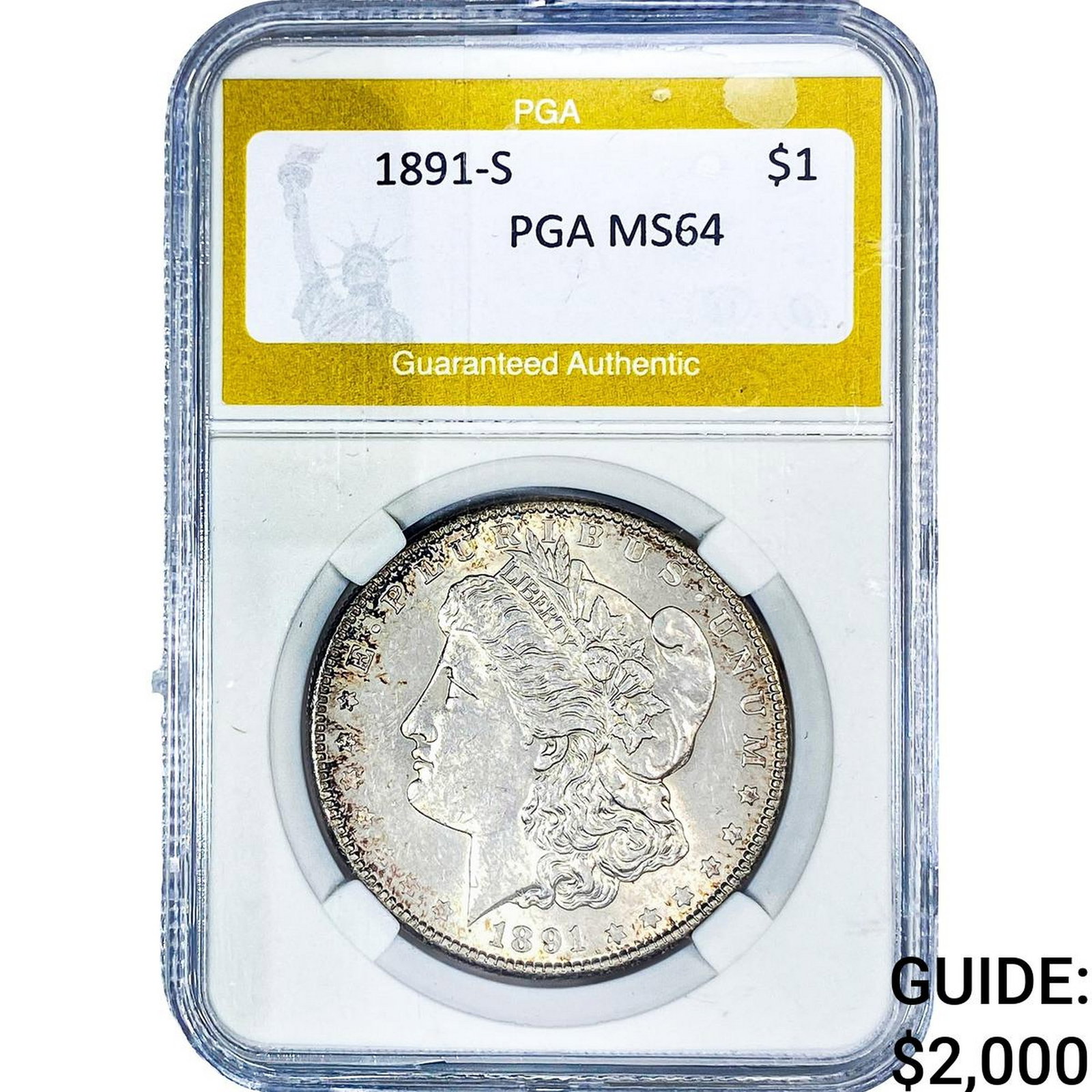 1891-S Morgan Silver Dollar PGA MS64: 1891-S Morgan Silver Dollar PGA MS64