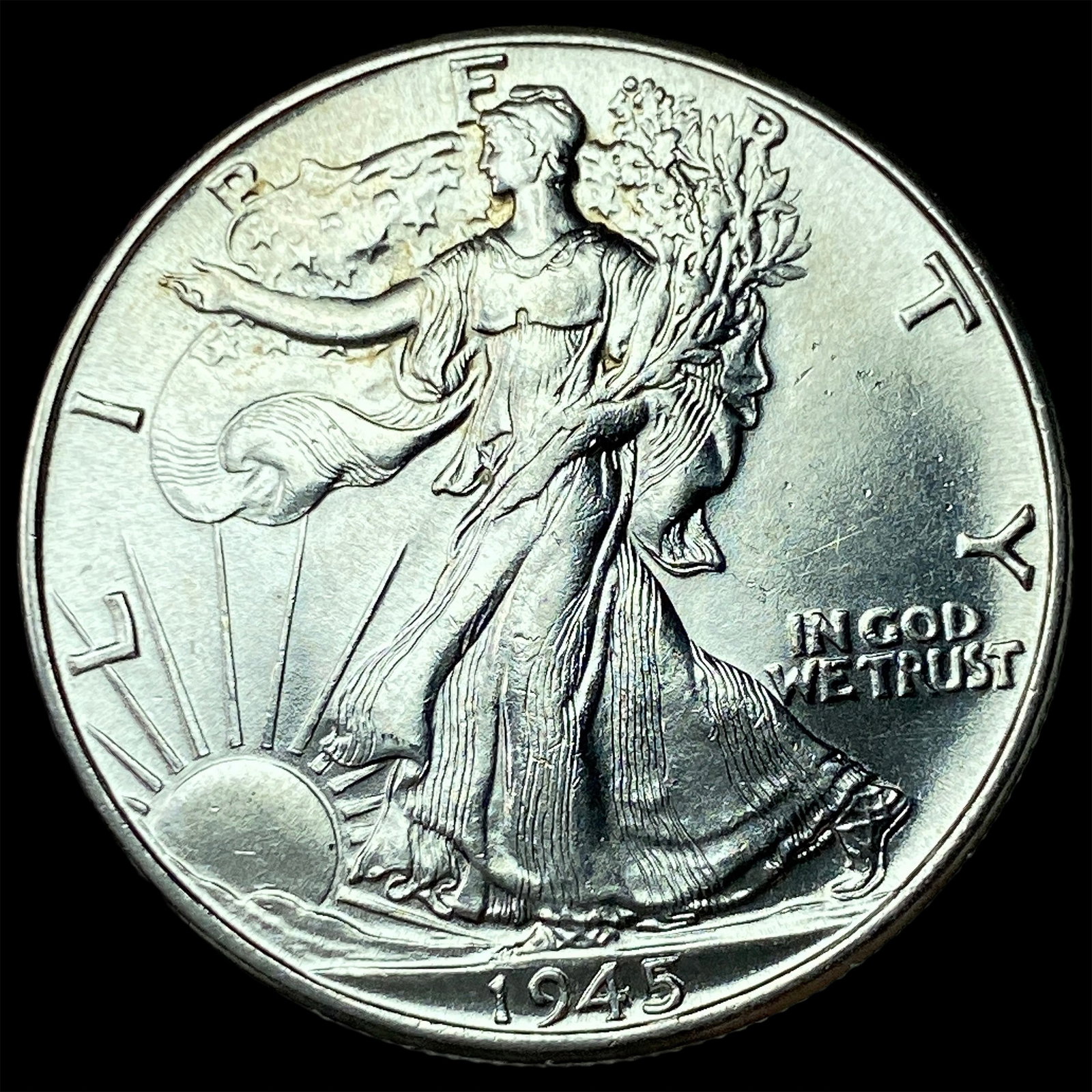 1945 Silver Walking Liberty Half Dollar GEM BU: 1945 Silver Walking Liberty Half Dollar GEM BU