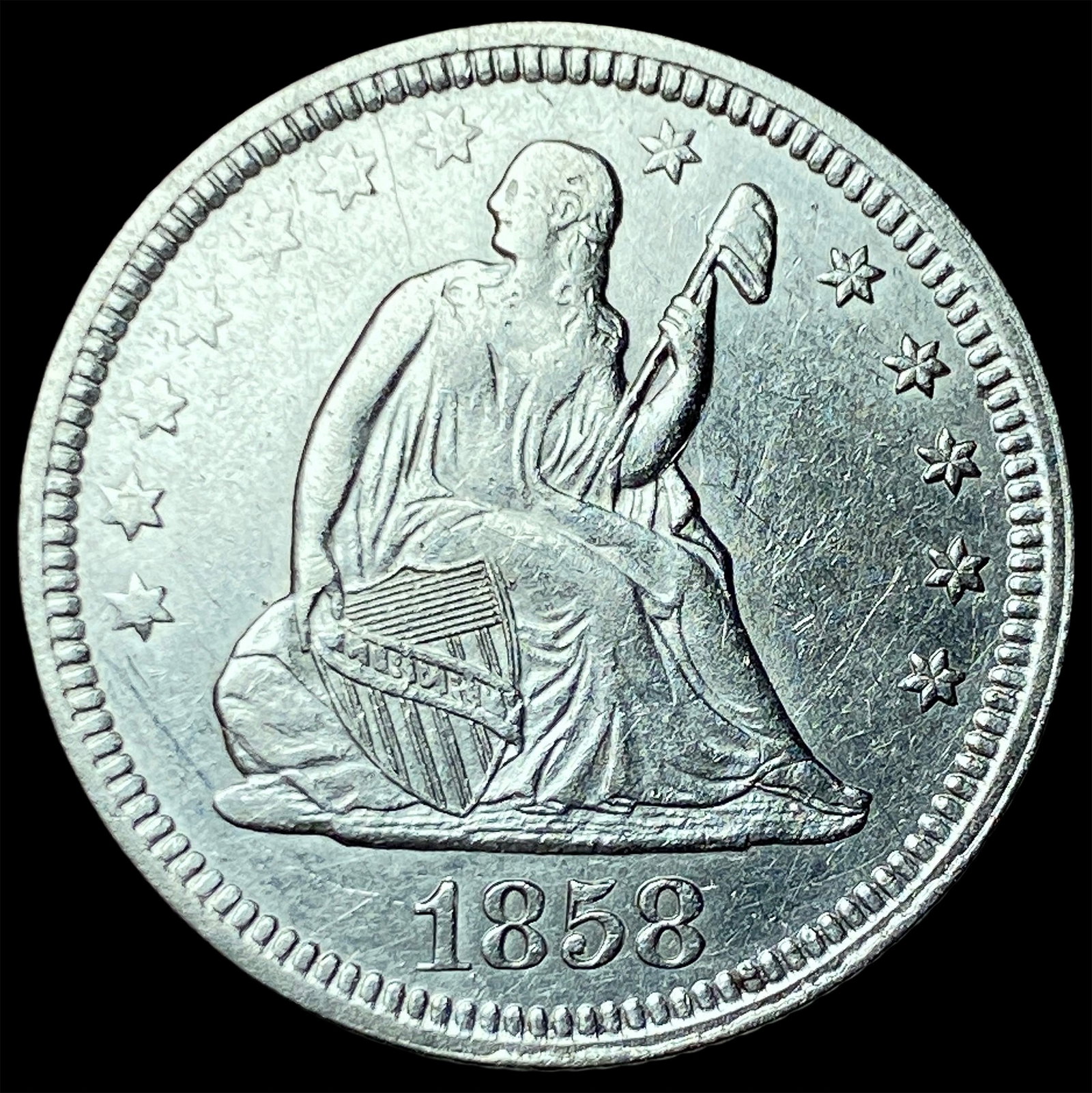1858 Seated Liberty Quarter UNCIRCULATED: 1858 Seated Liberty Quarter UNCIRCULATED