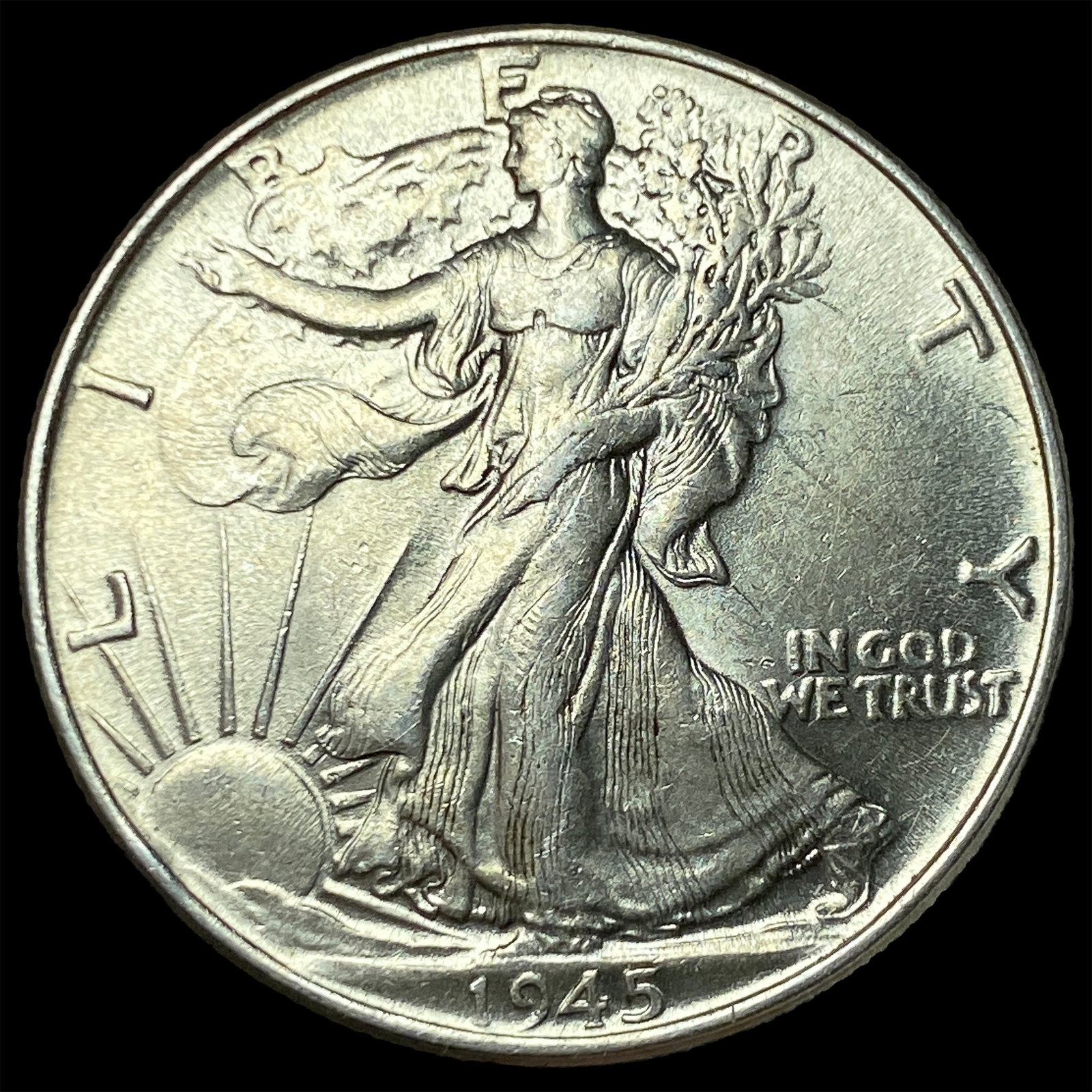 1945 Silver Walking Liberty Half Dollar GEM BU: 1945 Silver Walking Liberty Half Dollar GEM BU