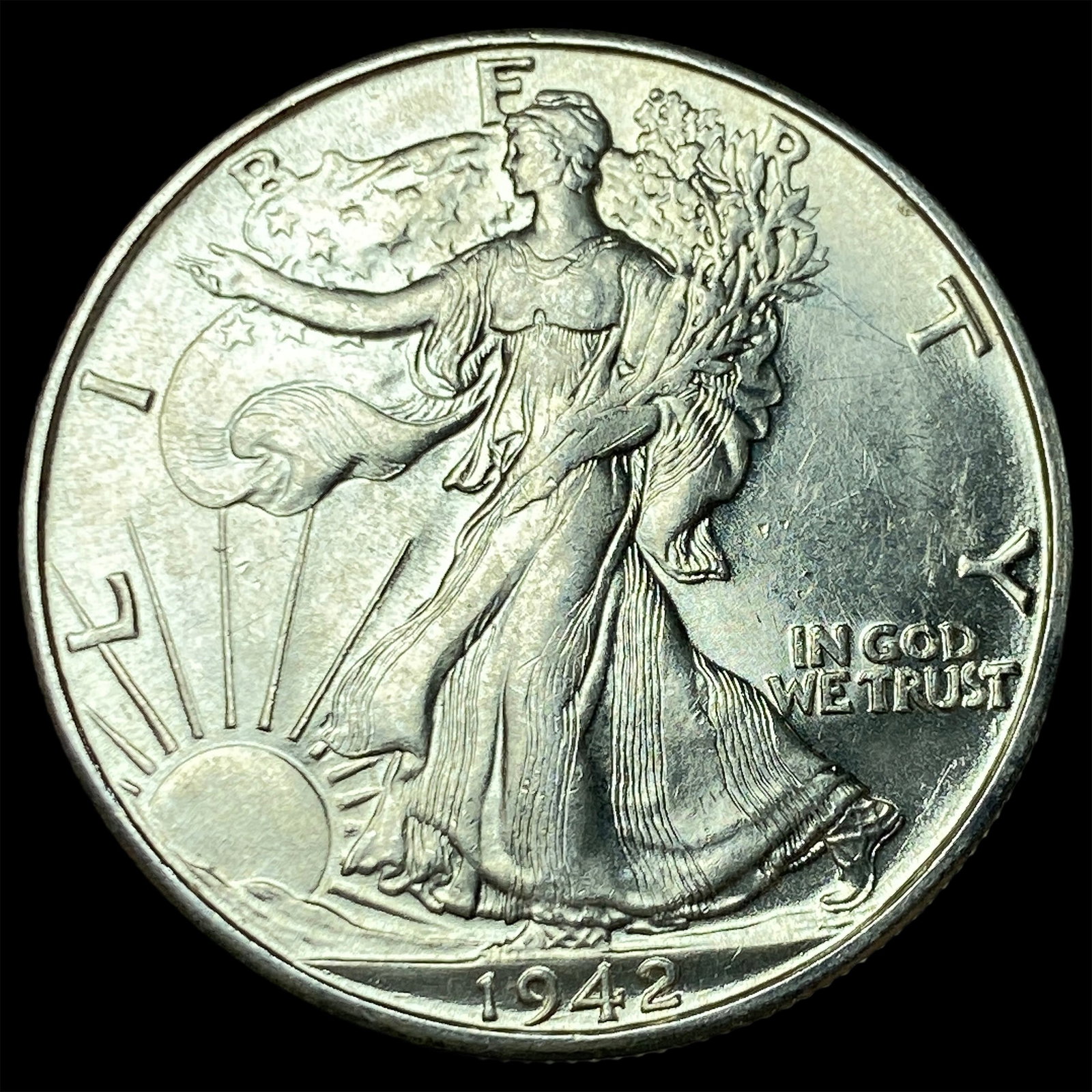 1942-D Silver Walking Liberty Half Dollar CHOICE BU (1 of 2)