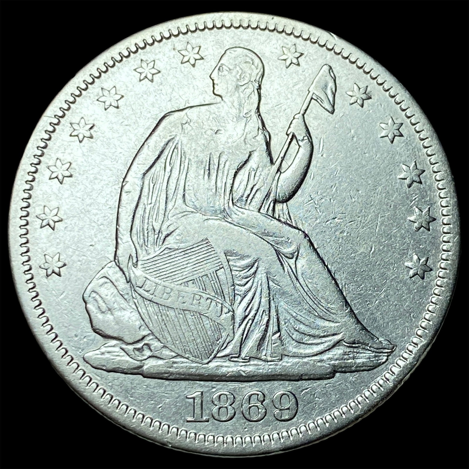 1869 Seated Liberty Half Dollar NEARLY UNCIRCULATED: 1869 Seated Liberty Half Dollar NEARLY UNCIRCULATED
