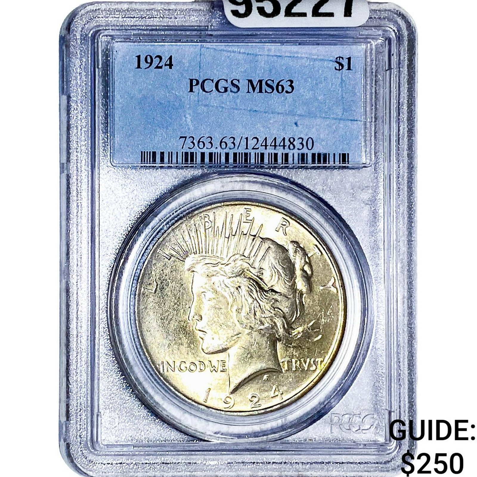 1924 Silver Peace Dollar PCGS MS63: 1924 Silver Peace Dollar PCGS MS63
