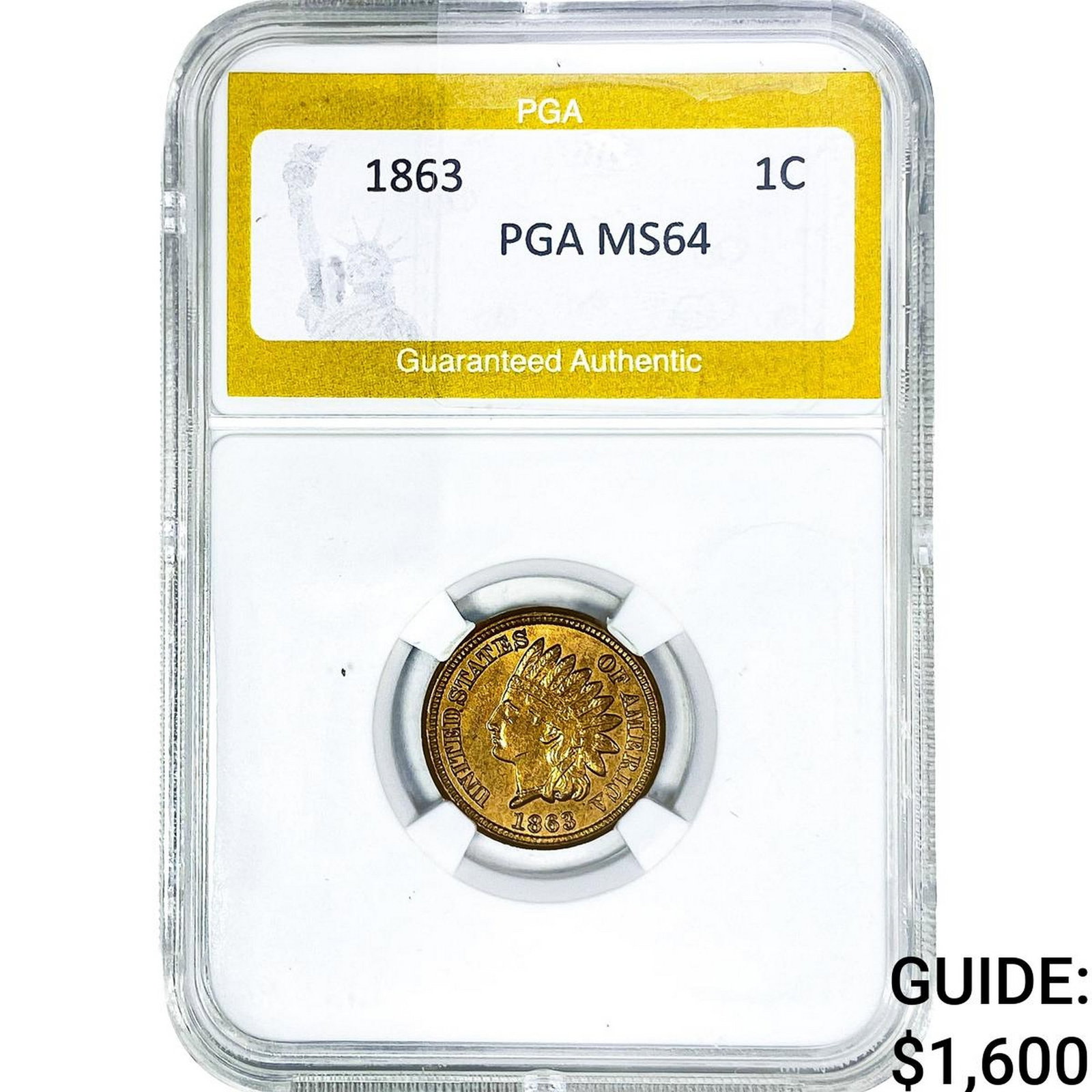 1863 Indian Head Cent PGA MS64: 1863 Indian Head Cent PGA MS64