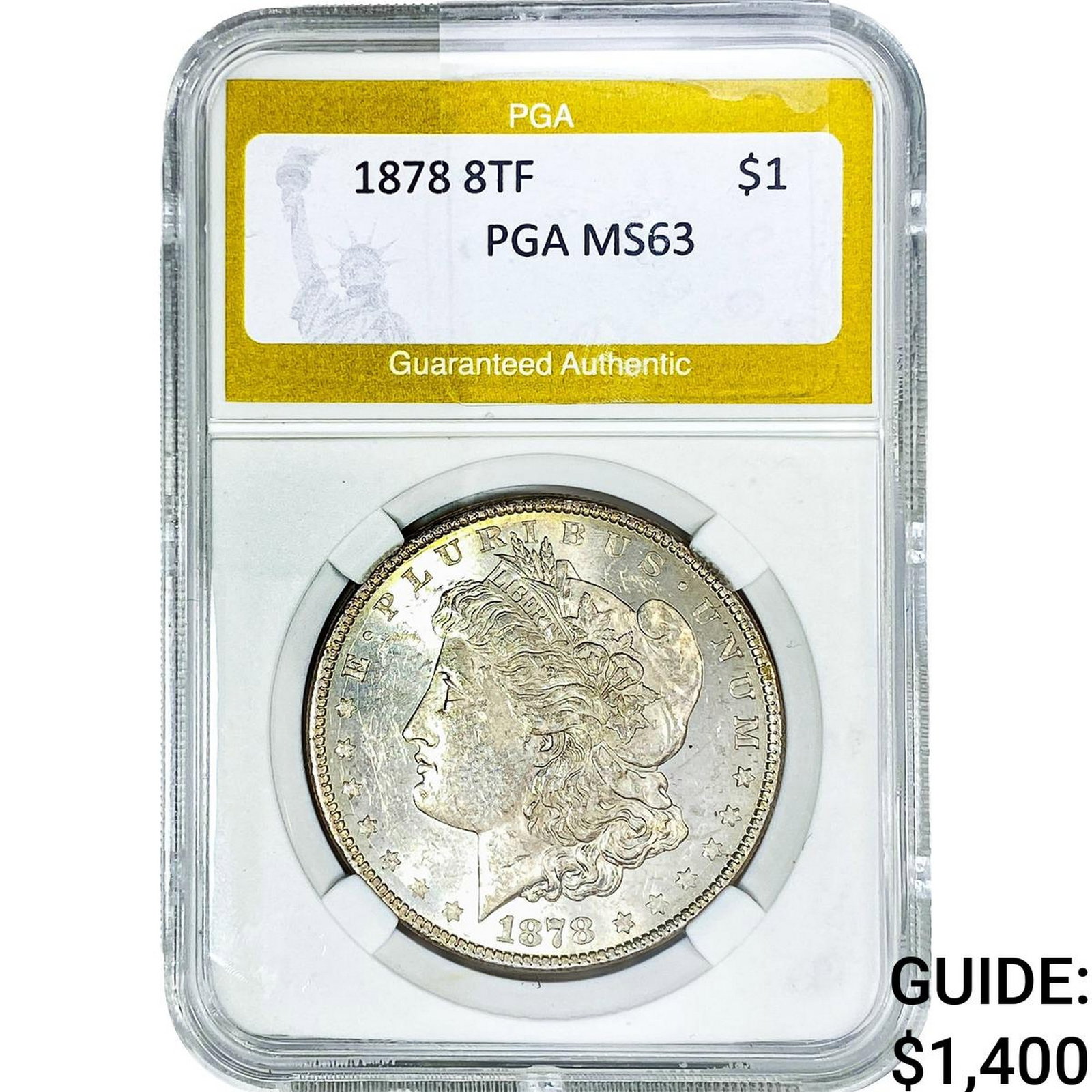 1878 8TF Morgan Silver Dollar PGA MS63: 1878 8TF Morgan Silver Dollar PGA MS63