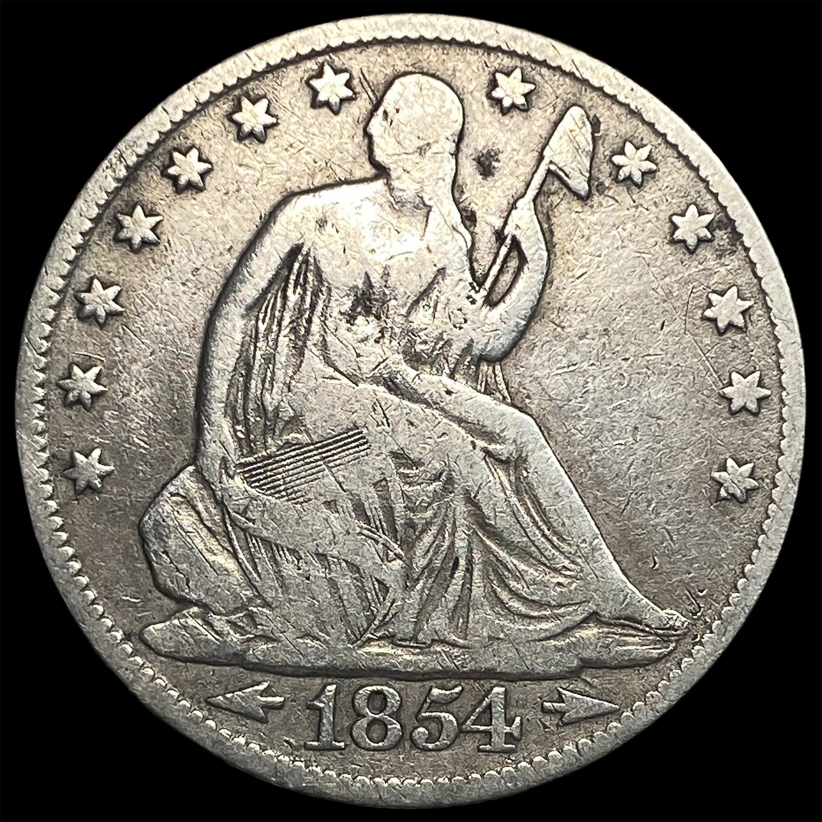 1854 Arrows Seated Liberty Half Dollar NEARLY UNCIRCULATED: 1854 Arrows Seated Liberty Half Dollar NEARLY UNCIRCULATED