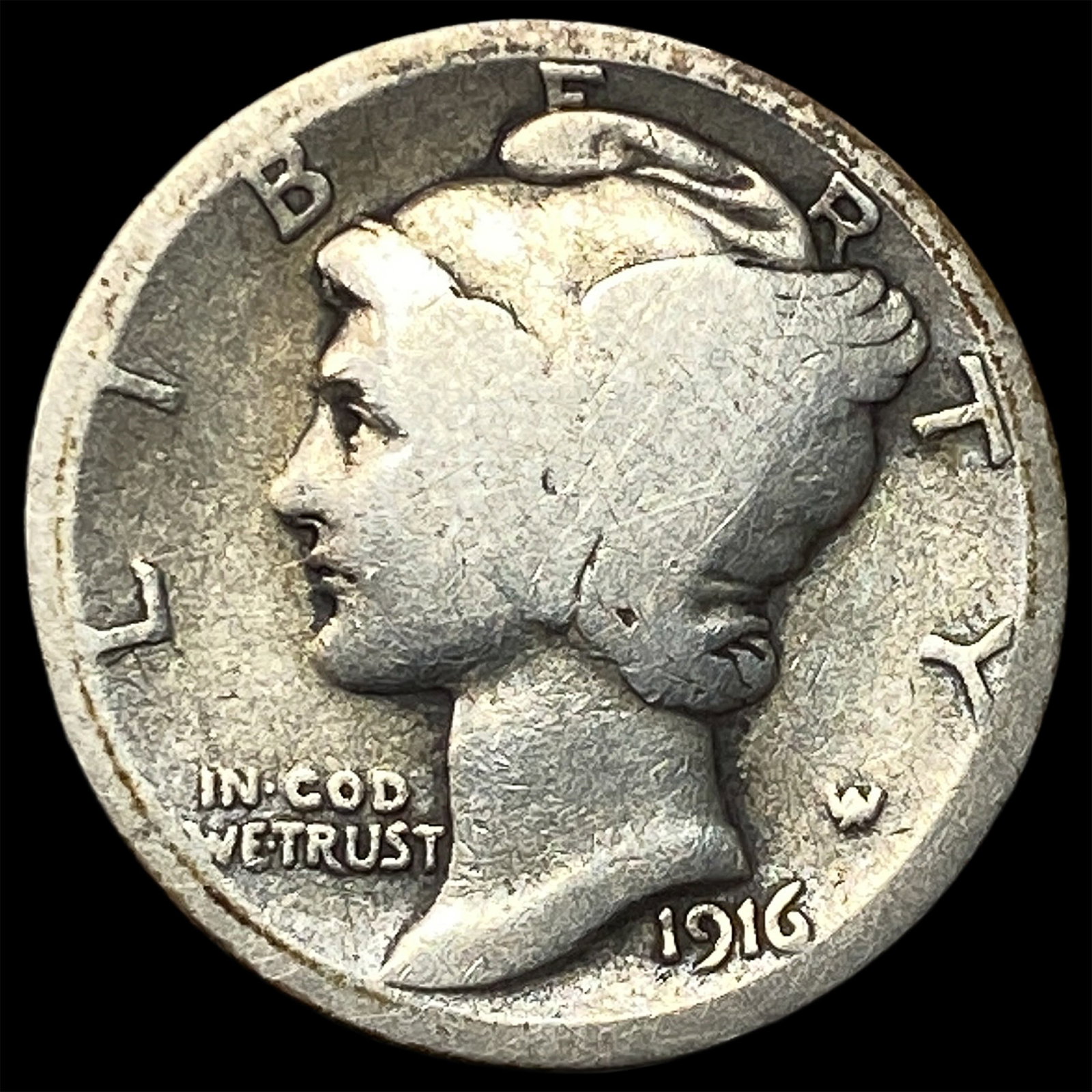 1916-D Mercury Dime NICELY CIRCULATED: 1916-D Mercury Dime NICELY CIRCULATED