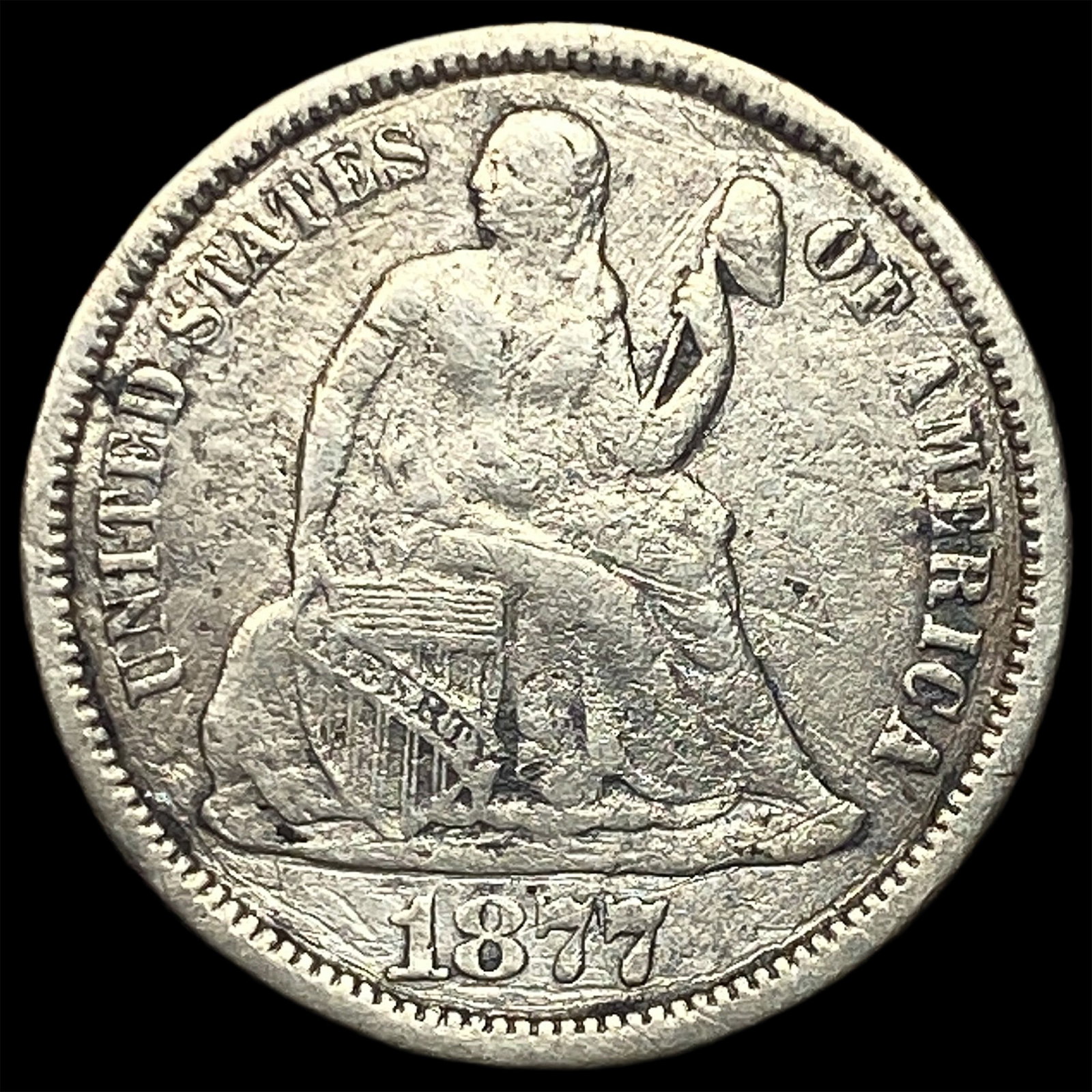 1877-CC Silver Seated Liberty Dime NICELY CIRCULATED: 1877-CC Silver Seated Liberty Dime NICELY CIRCULATED