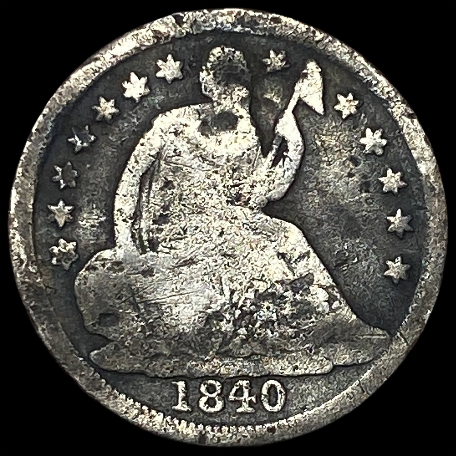 1840-O Silver Seated Liberty Half Dime NICELY CIRCULATED: 1840-O Silver Seated Liberty Half Dime NICELY CIRCULATED
