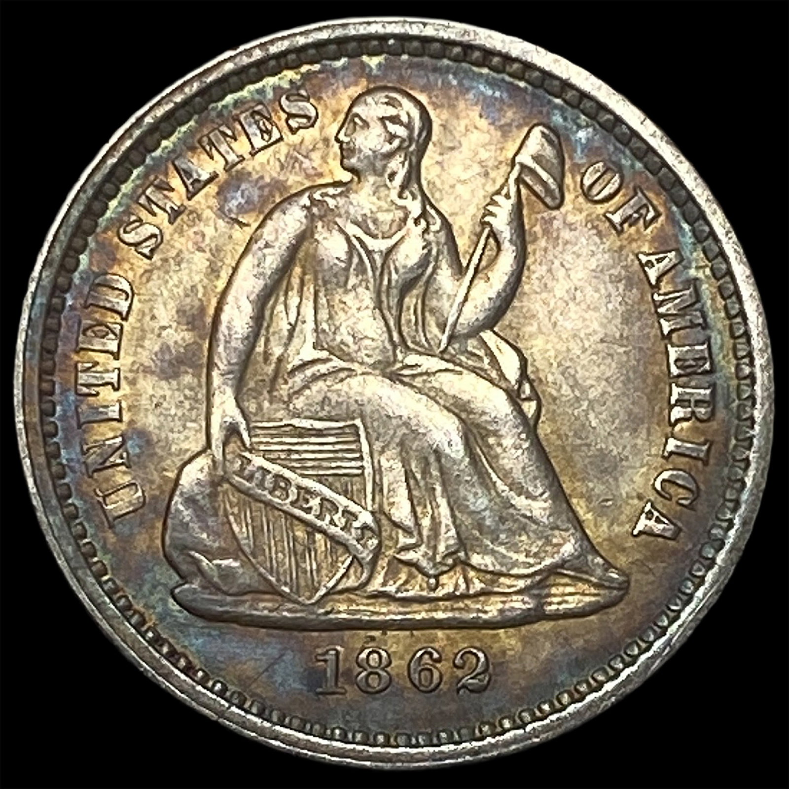 1862 Silver Seated Liberty Half Dime CHOICE BU (1 of 2)