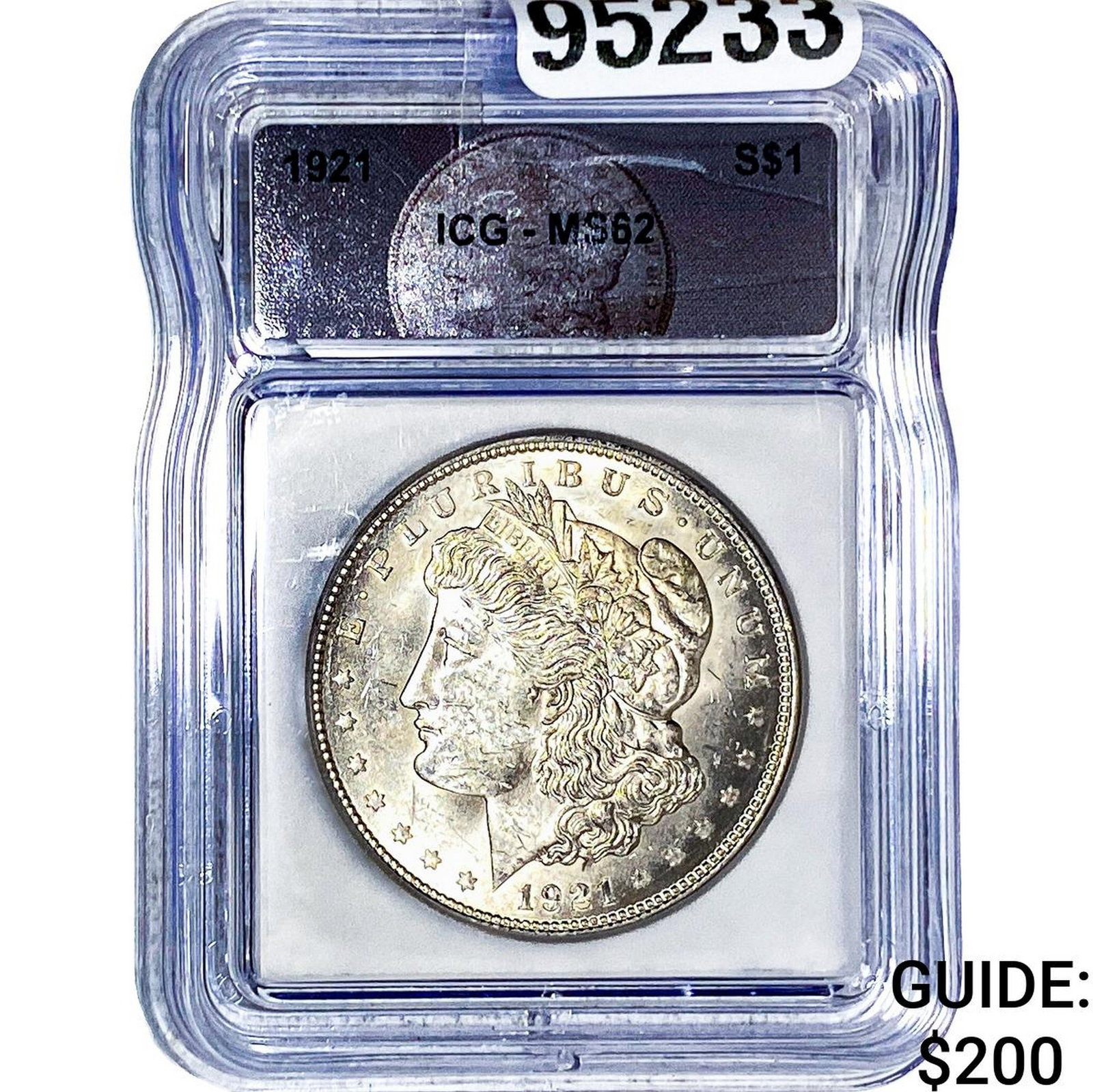 1921 Morgan Silver Dollar ICG MS62: 1921 Morgan Silver Dollar ICG MS62