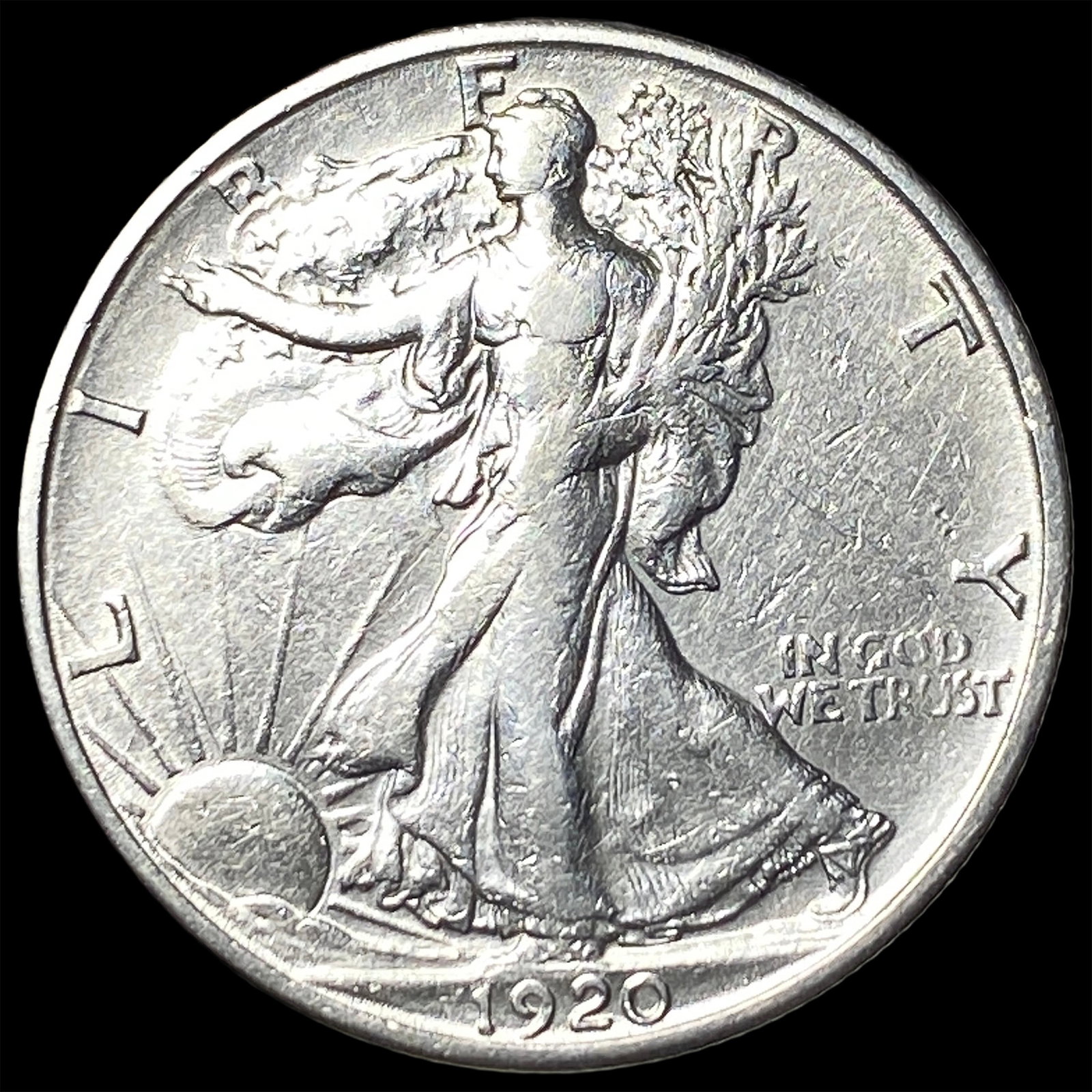 1920-S Silver Walking Liberty Half Dollar CHOICE AU: 1920-S Silver Walking Liberty Half Dollar CHOICE AU