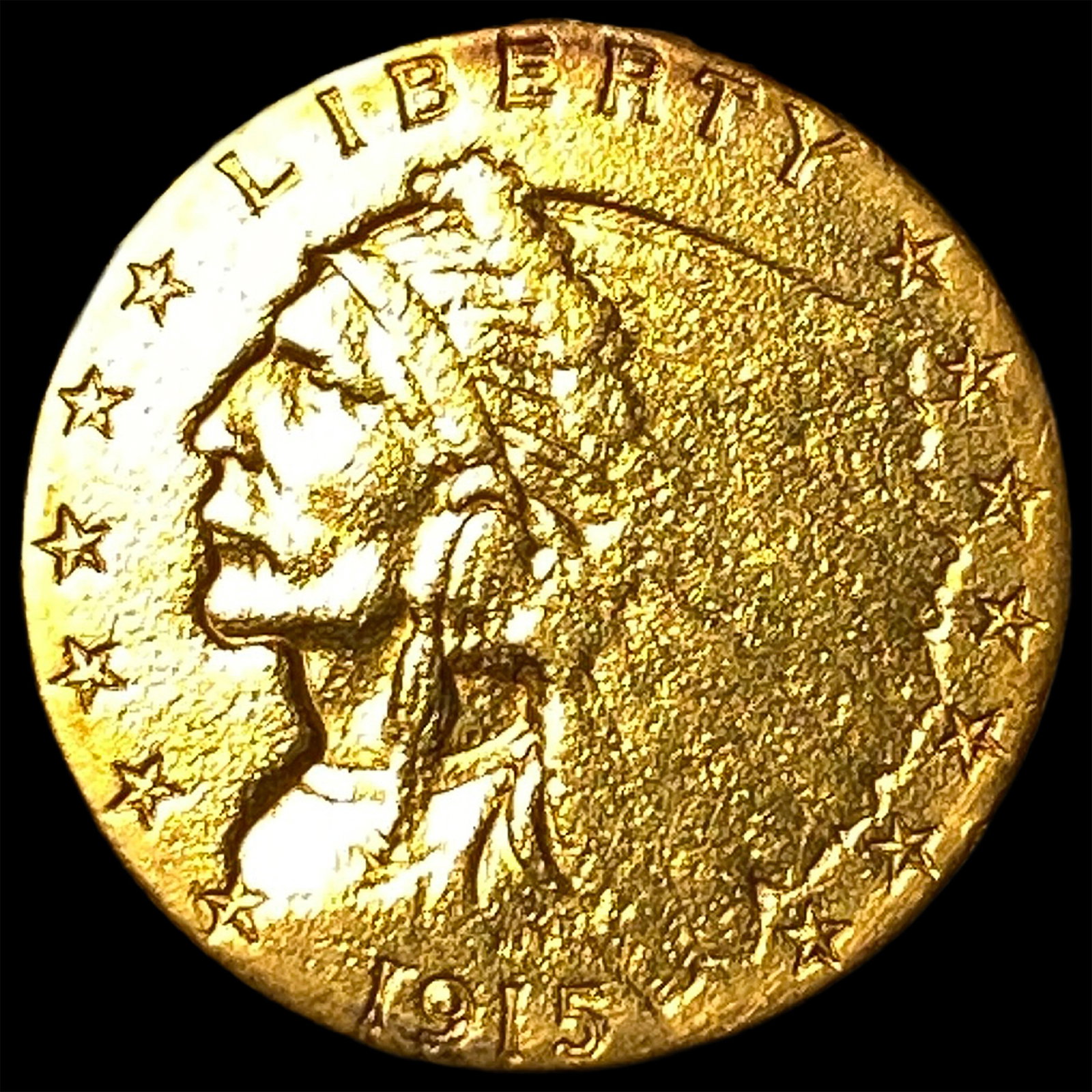 1915 Indian Head Gold $2.5 Quarter Eagle CLOSELY UNCIRCULATED: 1915 Indian Head Gold $2.5 Quarter Eagle CLOSELY UNCIRCULATED
