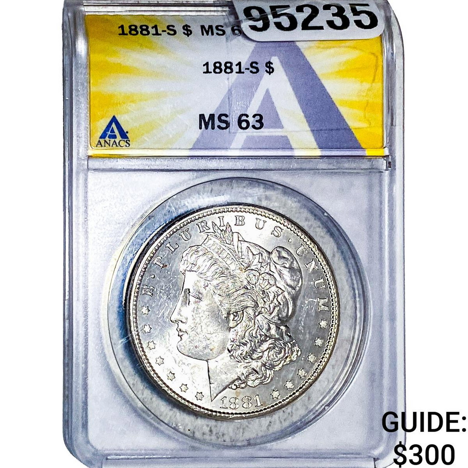 1881-S Morgan Silver Dollar ANACS MS63: 1881-S Morgan Silver Dollar ANACS MS63