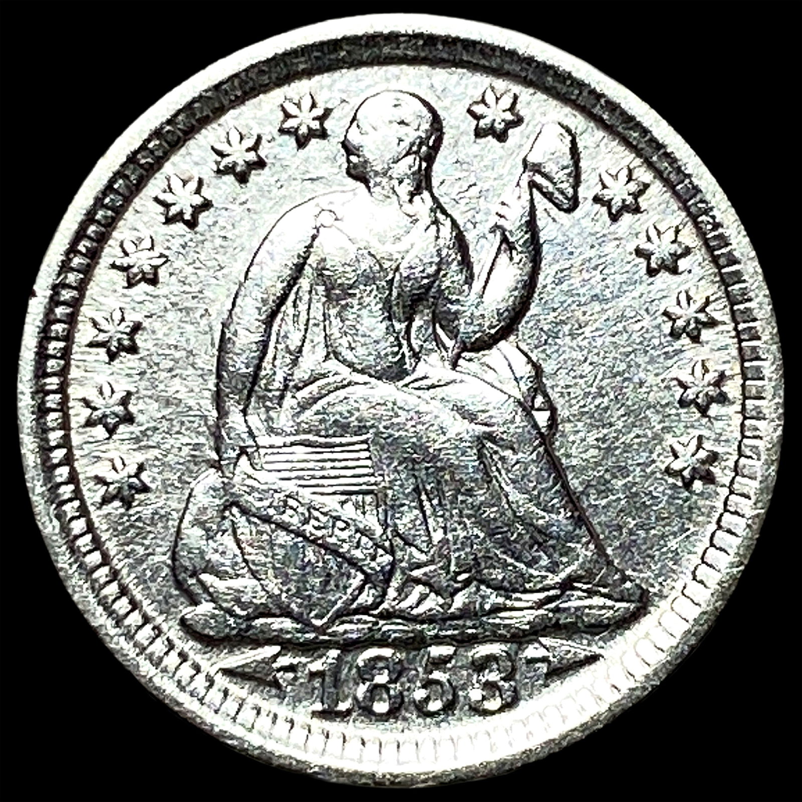 1853 Arrows Seated Liberty Half Dime UNCIRCULATED: 1853 Arrows Seated Liberty Half Dime UNCIRCULATED