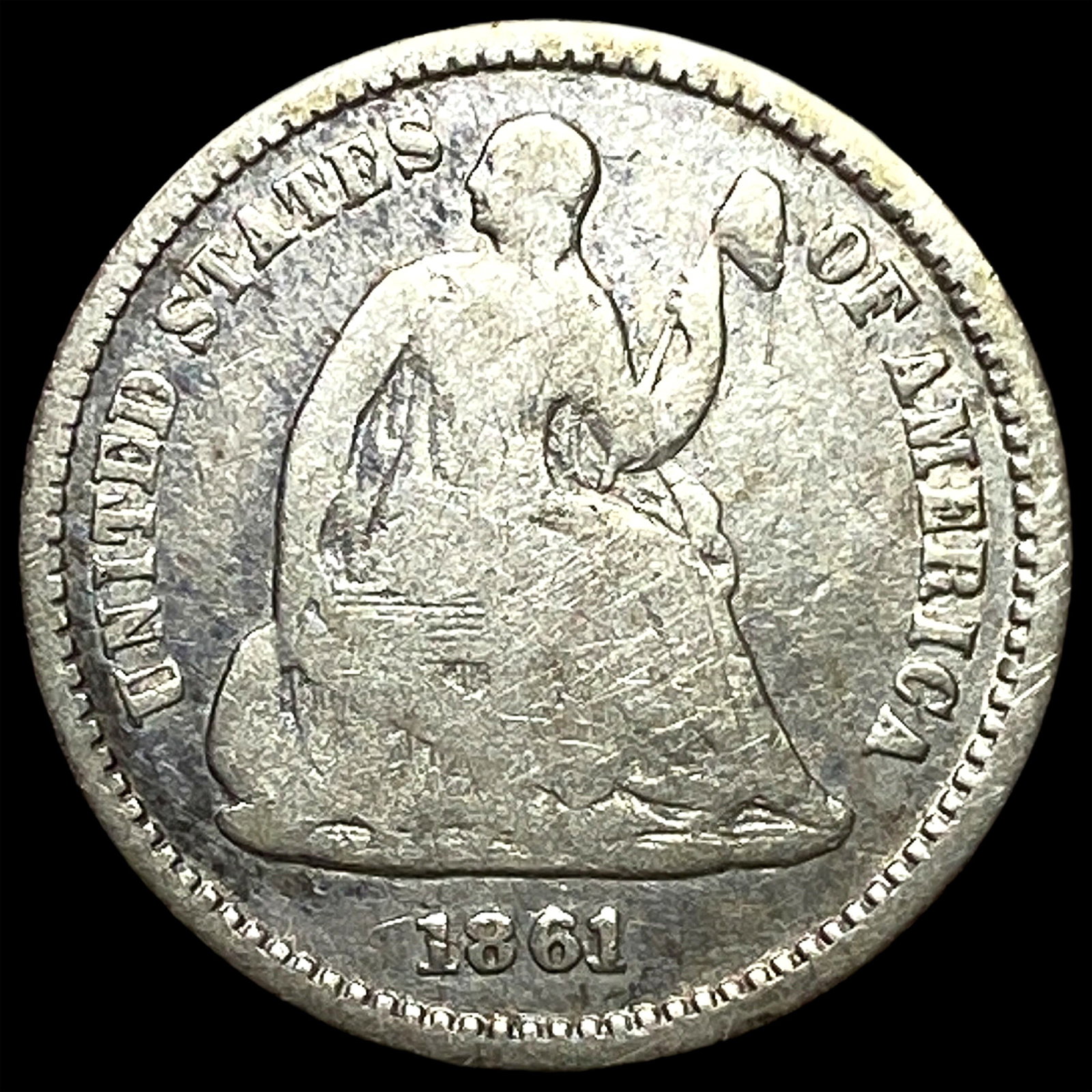 1861 Silver Half Dime NICELY CIRCULATED: 1861 Silver Half Dime NICELY CIRCULATED