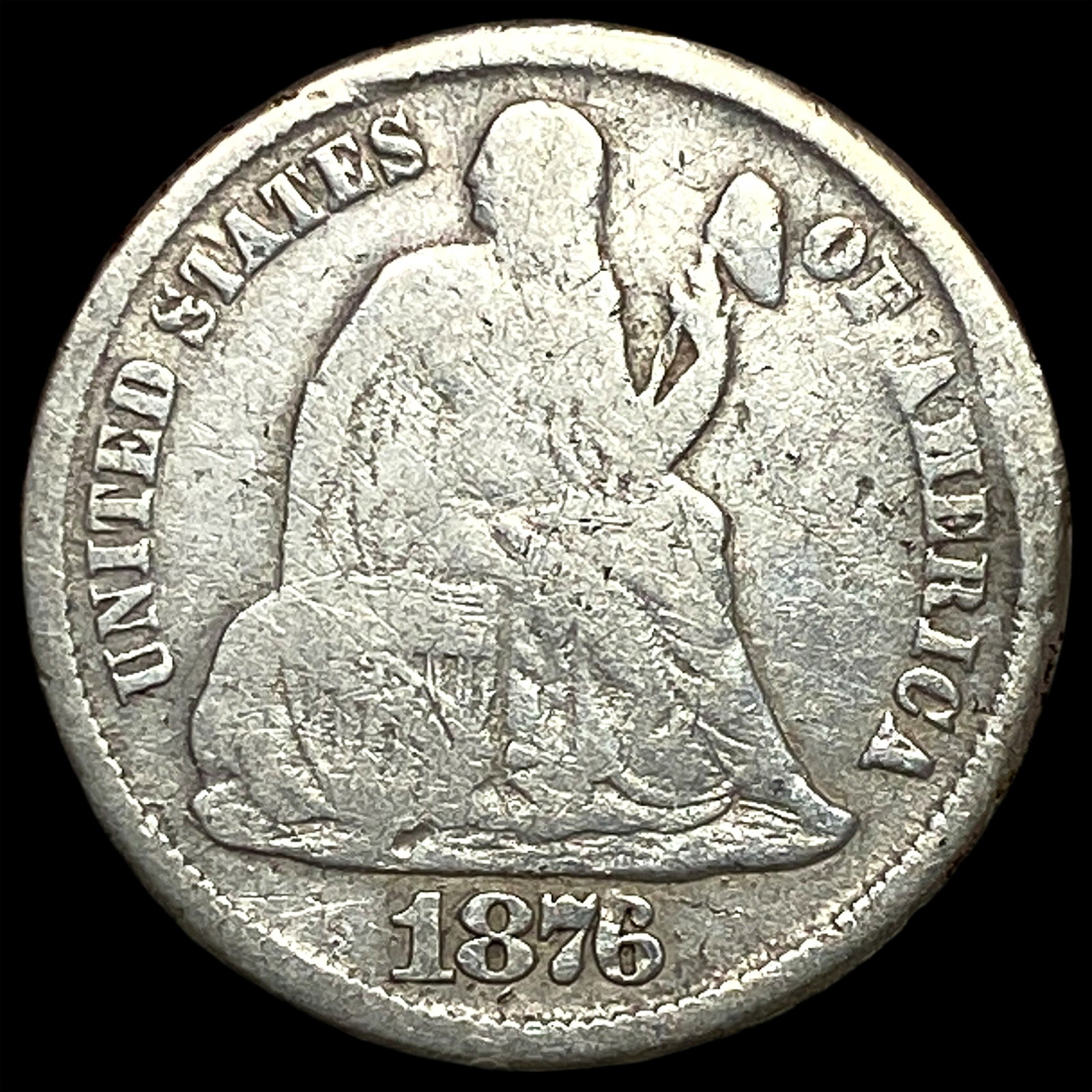 1876-CC Silver Seated Liberty Dime LIGHTLY CIRCULATED: 1876-CC Silver Seated Liberty Dime LIGHTLY CIRCULATED