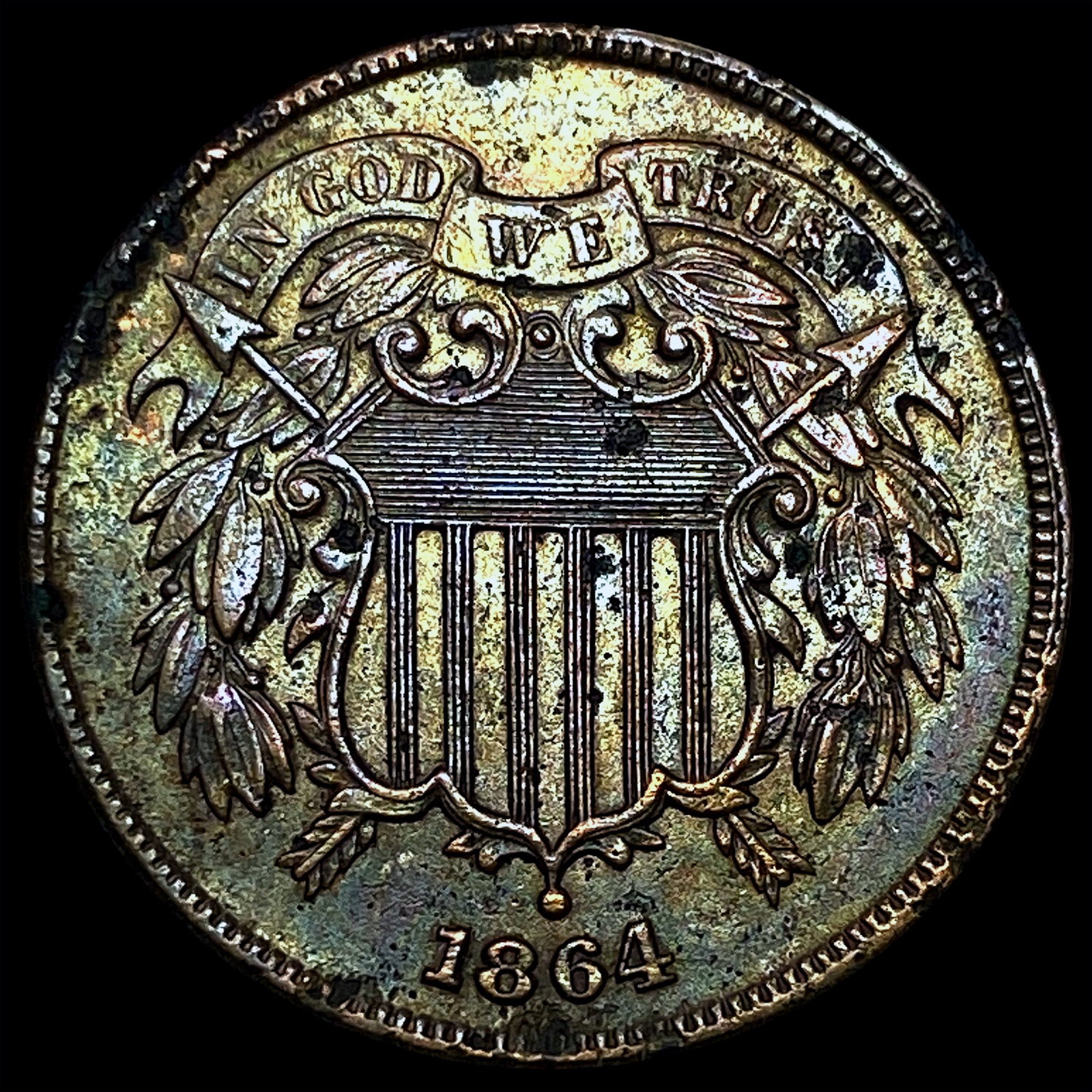 1864 Bronze Two-Cent Piece CHOICE AU: 1864 Bronze Two-Cent Piece CHOICE AU