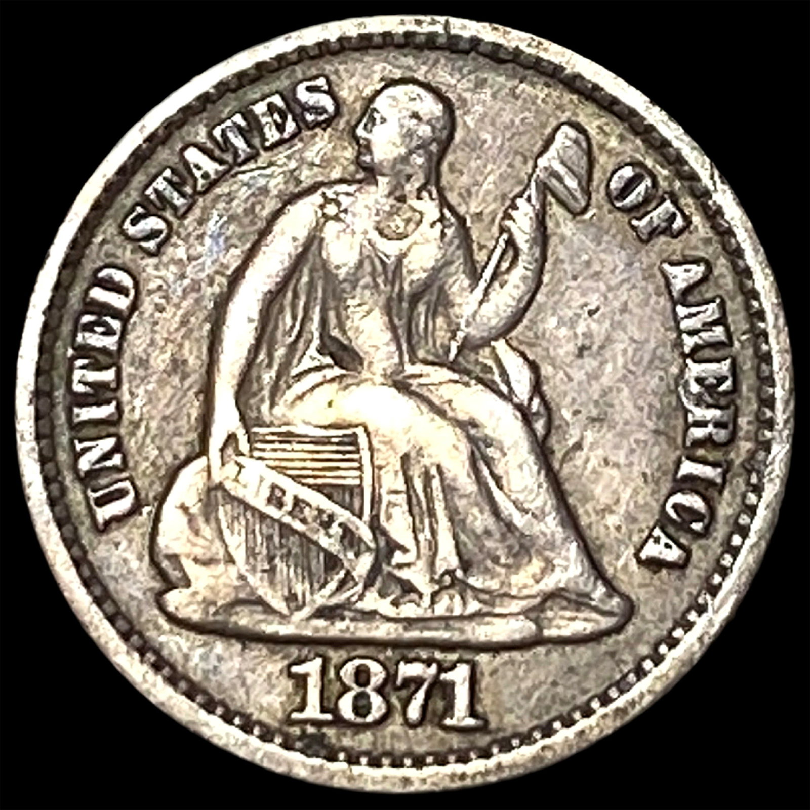 1871 Silver Half Dime LIGHTLY CIRCULATED: 1871 Silver Half Dime LIGHTLY CIRCULATED