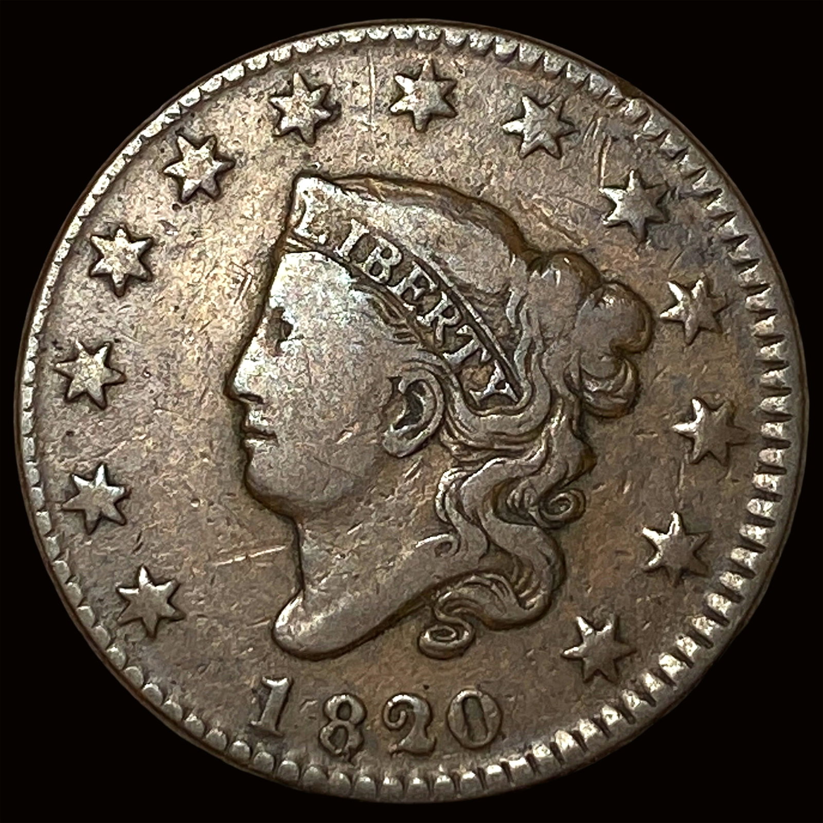1820 Coronet Head Large Cent LIGHTLY CIRCULATED: 1820 Coronet Head Large Cent LIGHTLY CIRCULATED