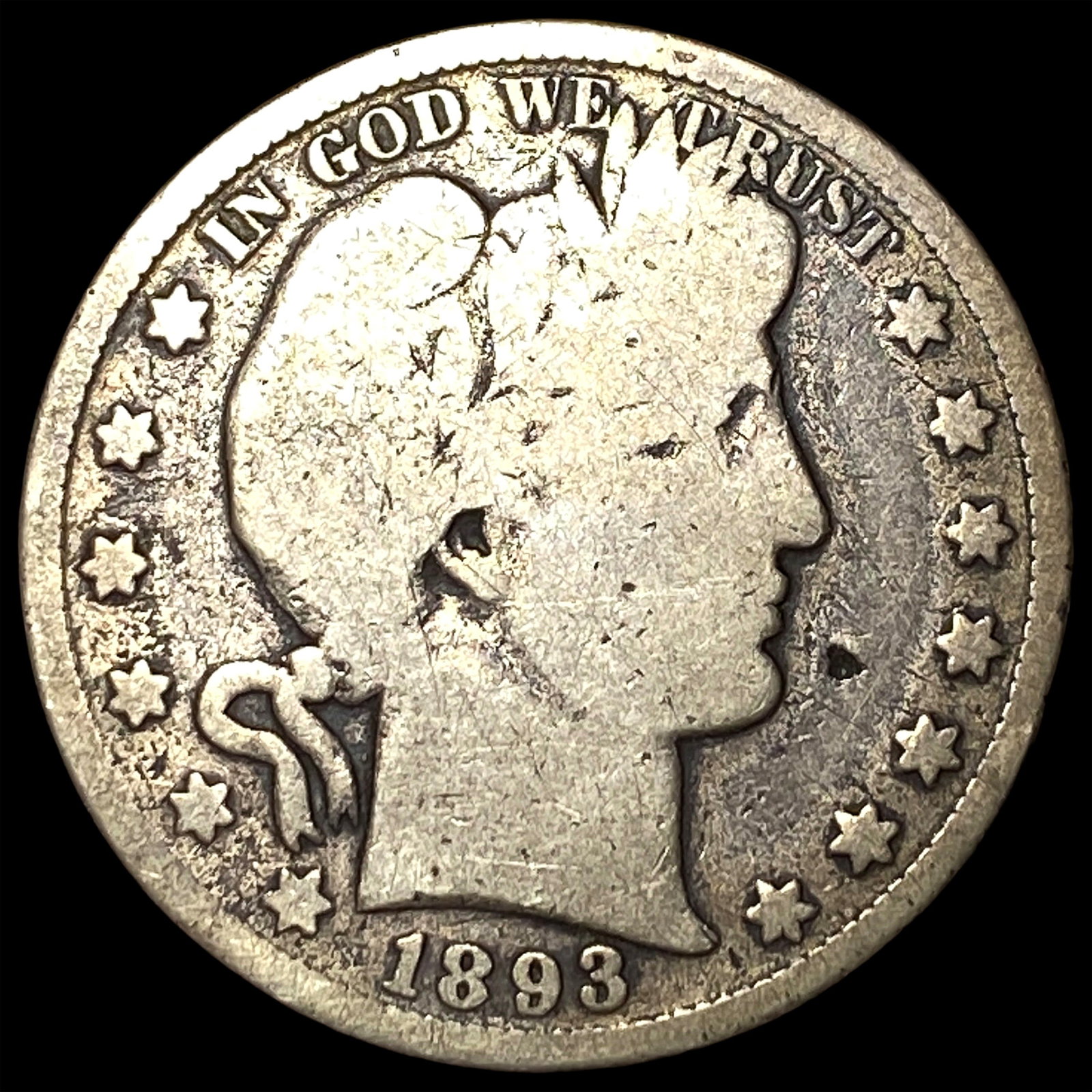 1893 Silver Barber Half Dollar NICELY CIRCULATED: 1893 Silver Barber Half Dollar NICELY CIRCULATED