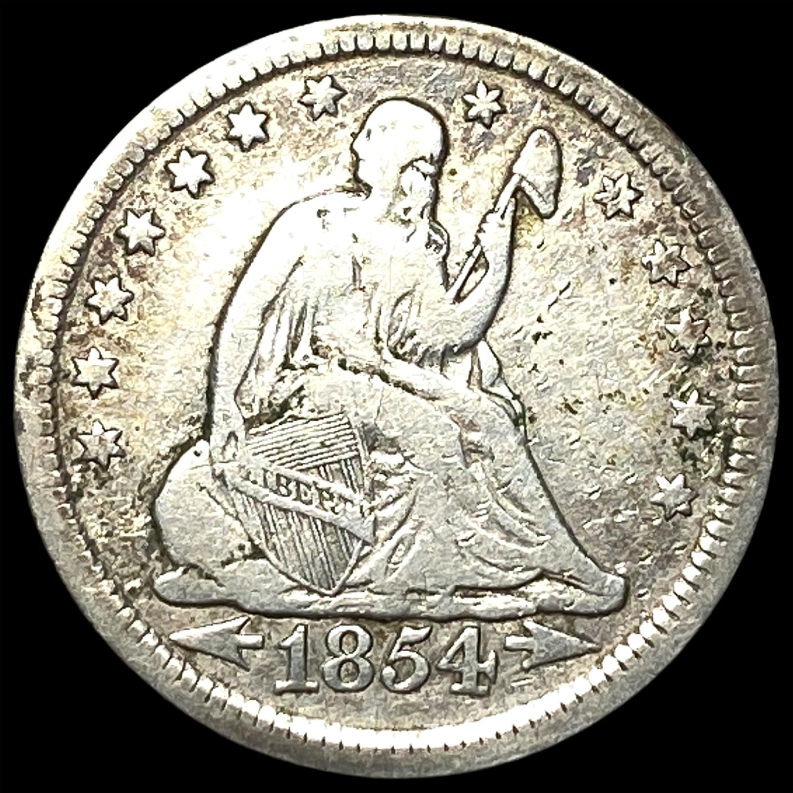 1854 Arrows Seated Liberty Quarter LIGHTLY CIRCULATED: 1854 Arrows Seated Liberty Quarter LIGHTLY CIRCULATED