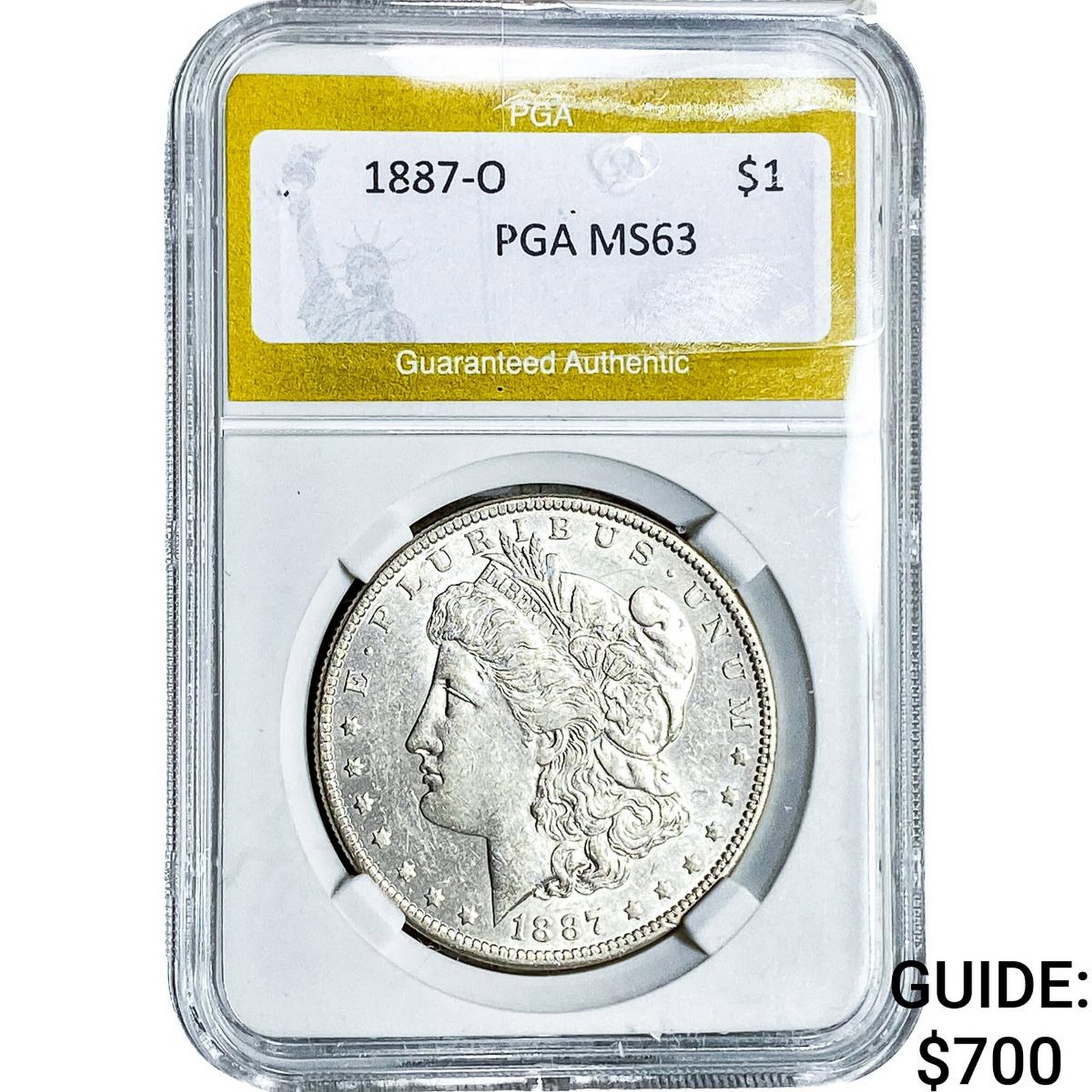 1887-O Morgan Silver Dollar PGA MS63: 1887-O Morgan Silver Dollar PGA MS63