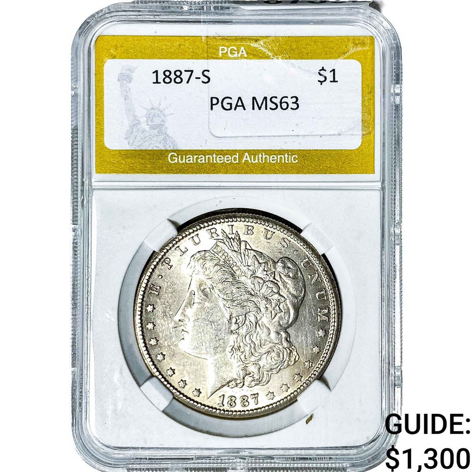 1887-S Morgan Silver Dollar PGA MS63: 1887-S Morgan Silver Dollar PGA MS63