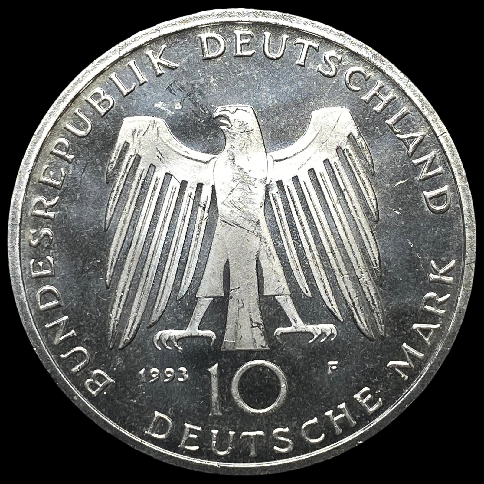1993F Germany Silver 5 Mark .115oz ASW KM-180: 1993F Germany Silver 5 Mark .115oz ASW KM-180