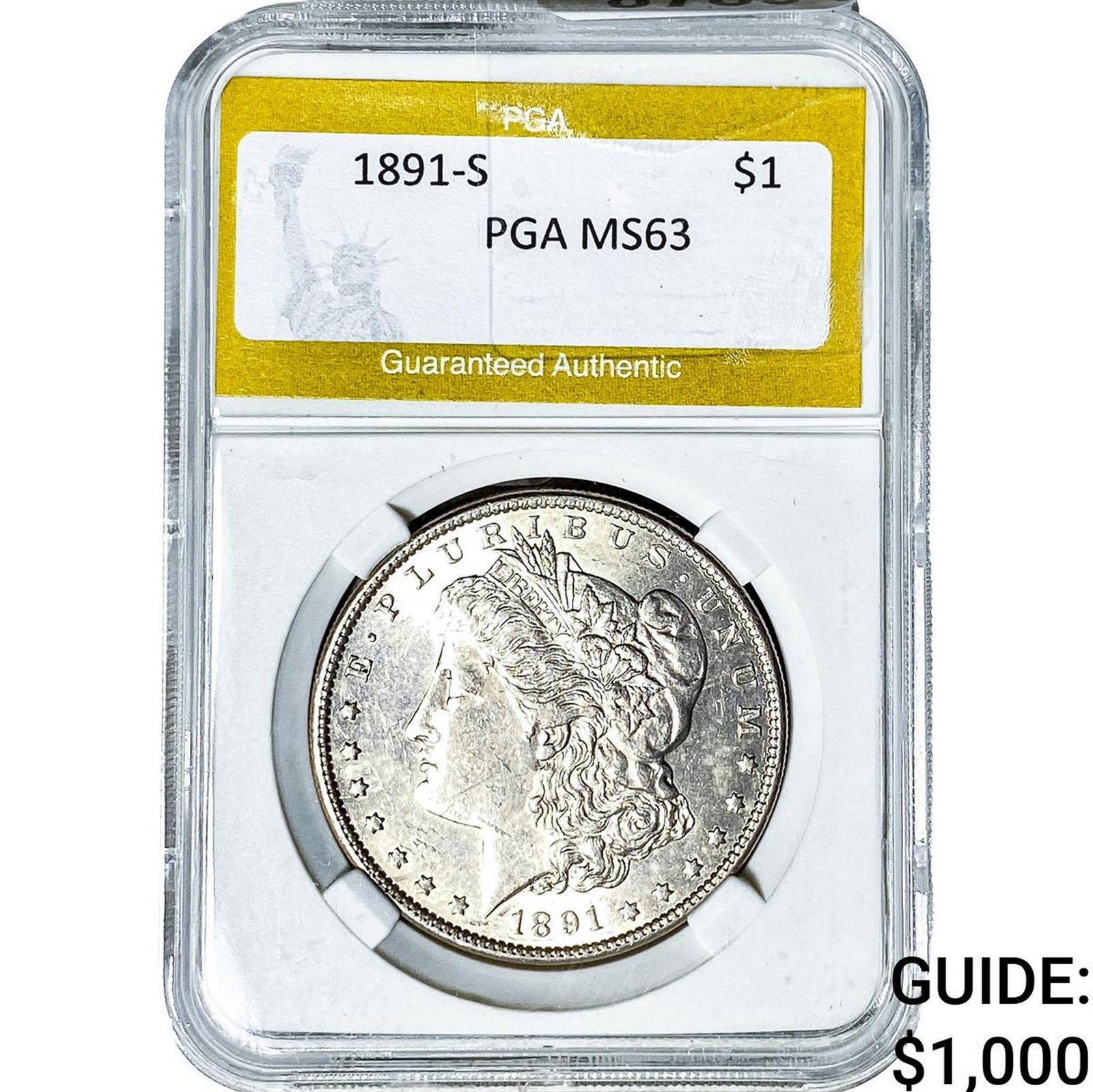 1891-S Morgan Silver Dollar PGA MS63: 1891-S Morgan Silver Dollar PGA MS63
