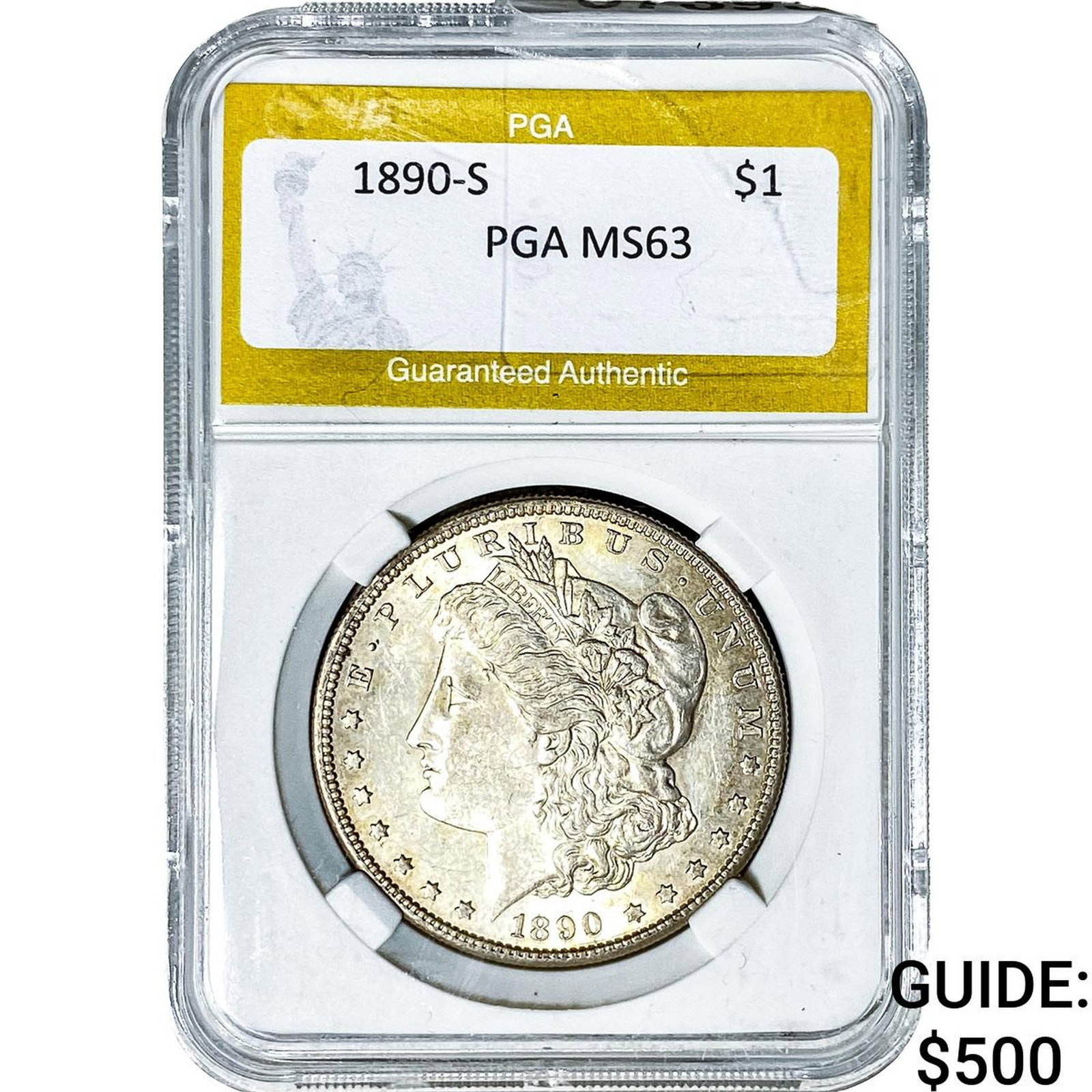 1890-S Morgan Silver Dollar PGA MS63: 1890-S Morgan Silver Dollar PGA MS63
