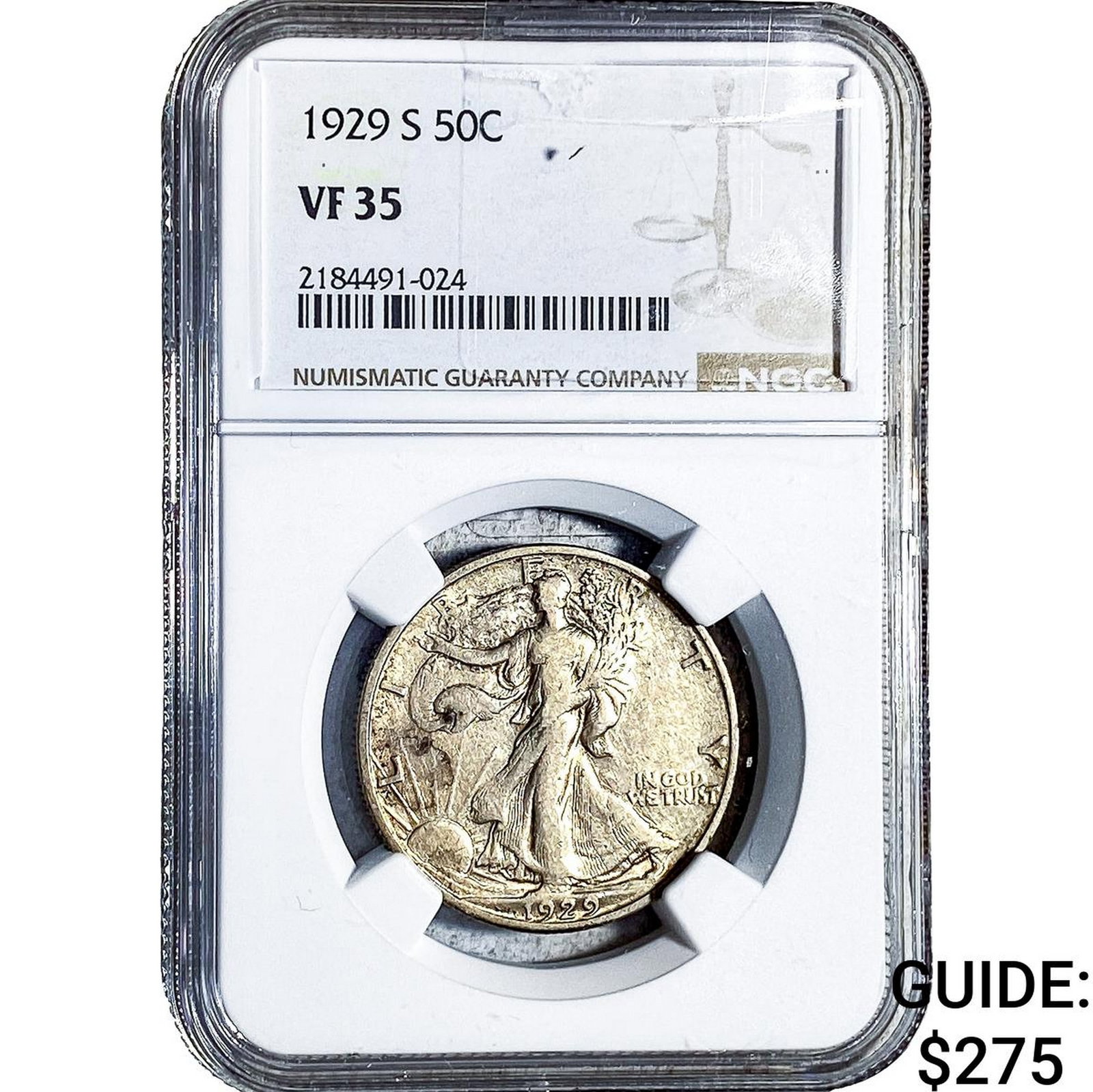 1929-S Walking Liberty Half Dollar NGC VF35: 1929-S Walking Liberty Half Dollar NGC VF35