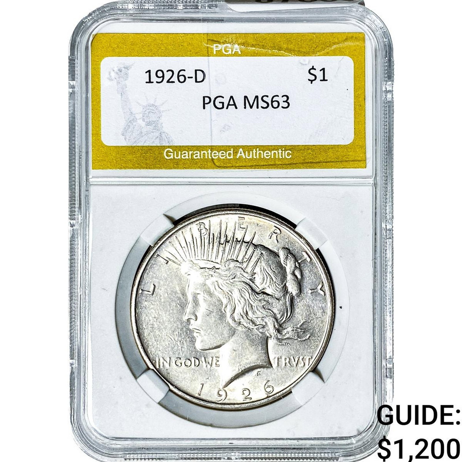 1926-D Silver Peace Dollar PGA MS63: 1926-D Silver Peace Dollar PGA MS63